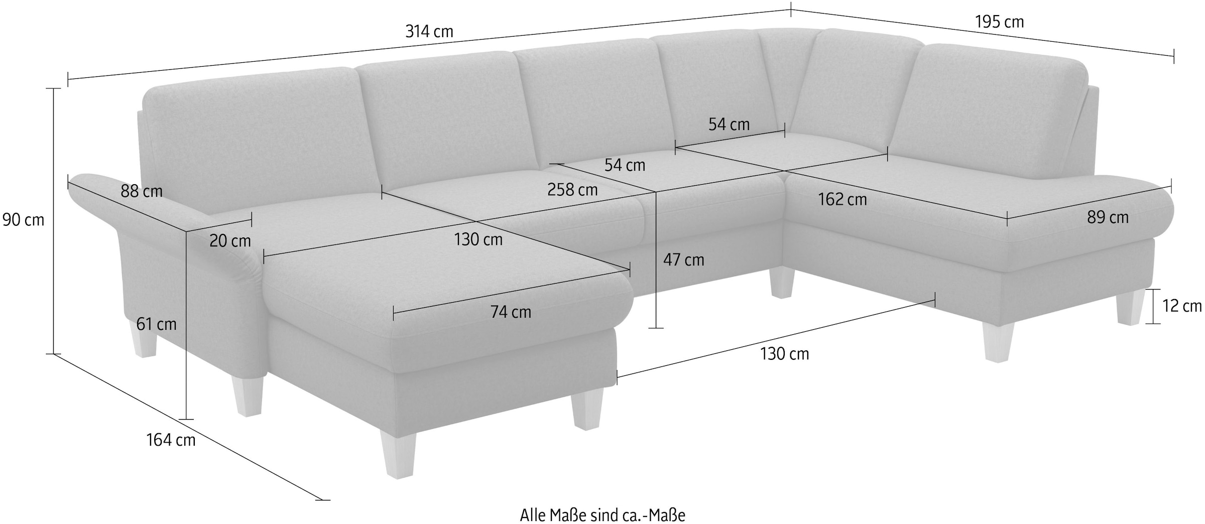 Home affaire Wohnlandschaft »Rochelle«, wahlweise mit Armlverstellung, Klappbett mit Rollen & Bettkasten