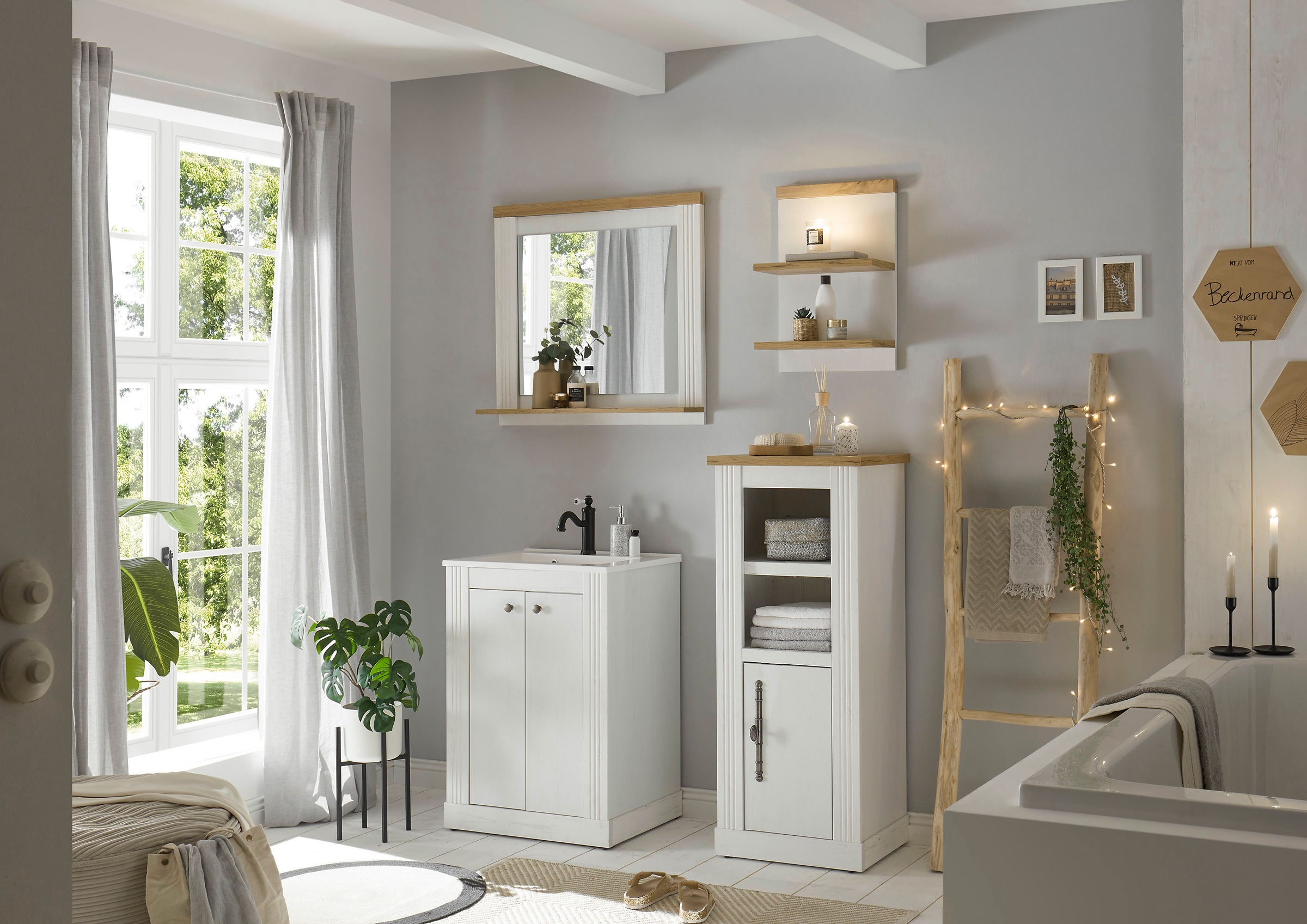 Home affaire Badmöbel-Set »WESTMINSTER, Bad im Landhausstil, 4-teiliges Bad günstig online kaufen
