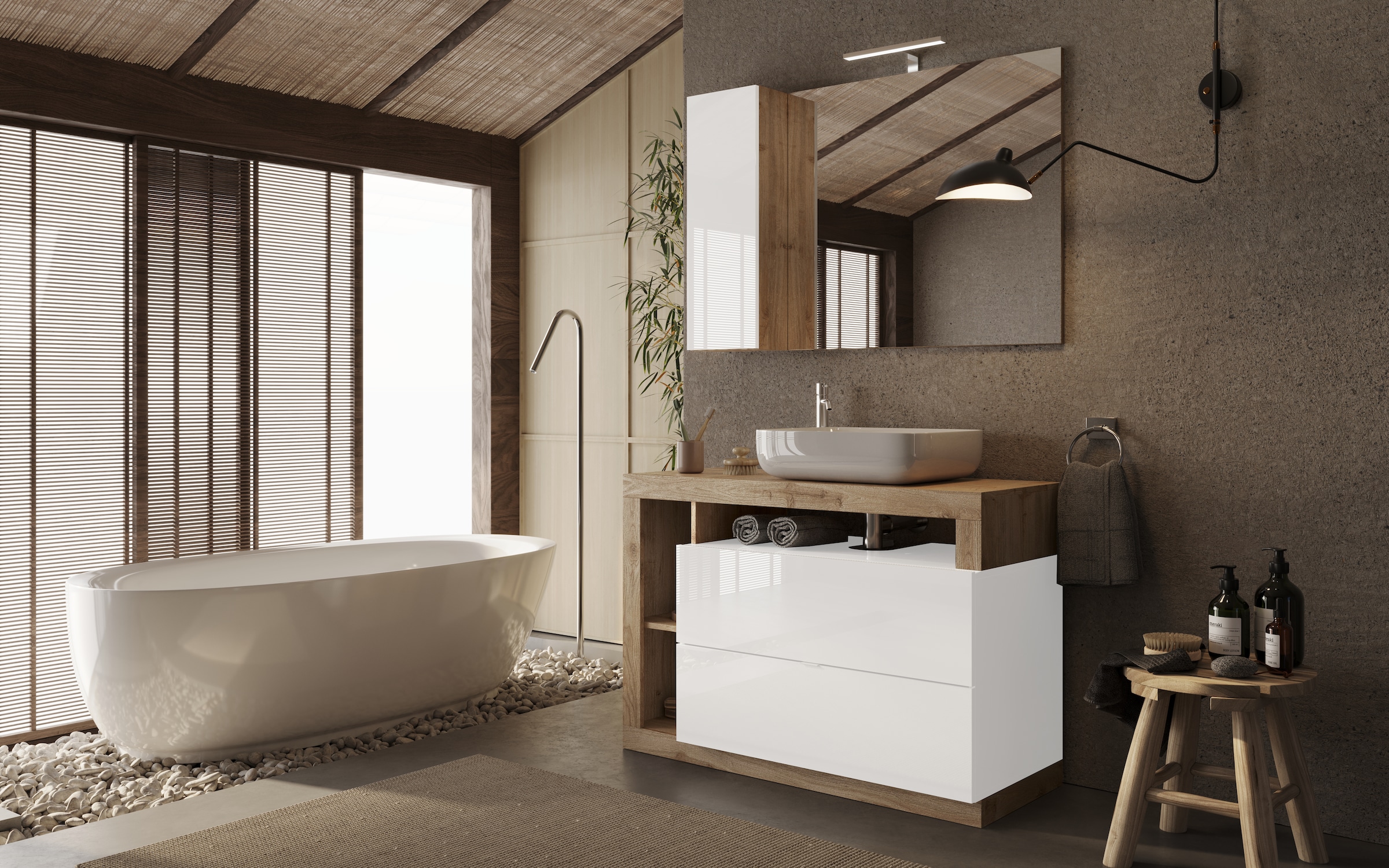 welltime Badmöbel-Set »Hamburg, Badezimmerset 2tlg. Breite 110 cm, Badmöbel, Waschtisch inkl.« Spar-Set, 2 Stk. tlg.