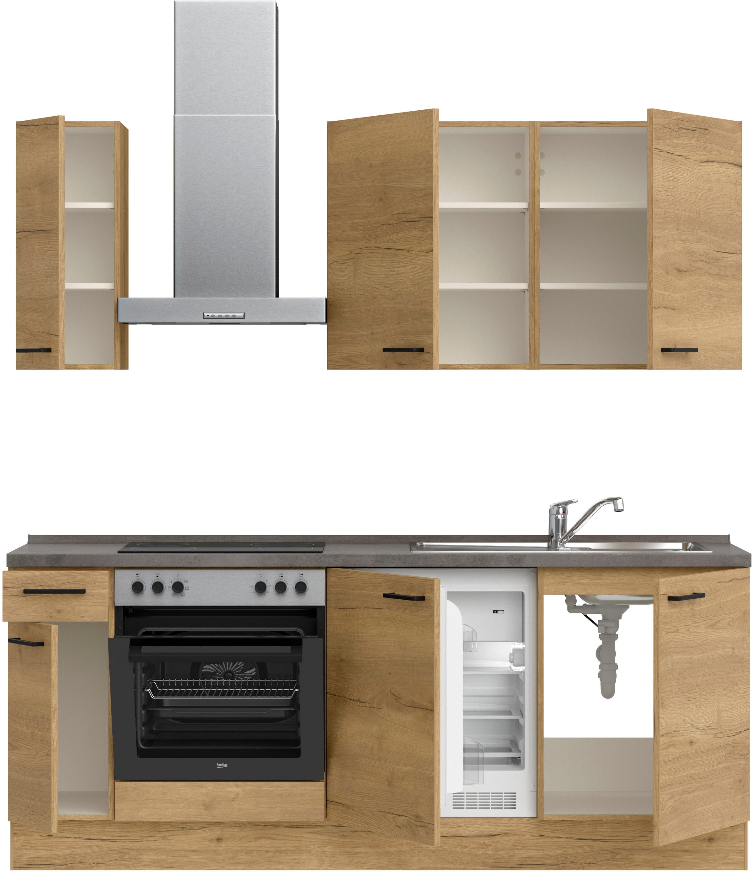 nobilia® Küchenzeile »"Structura I"«, vormontiert, Ausrichtung wählbar, Breite 210 cm, wahlw. mit E-Geräten