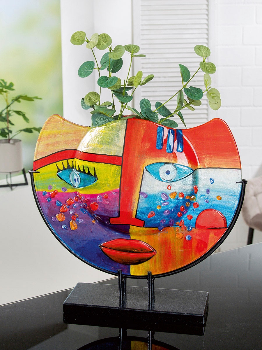 Casablanca by Gilde Tischvase »Fashion, Dekovase«, (1 St.), Vase aus Glas, mit schwarzem Metallfuß, Höhe ca. 35 cm