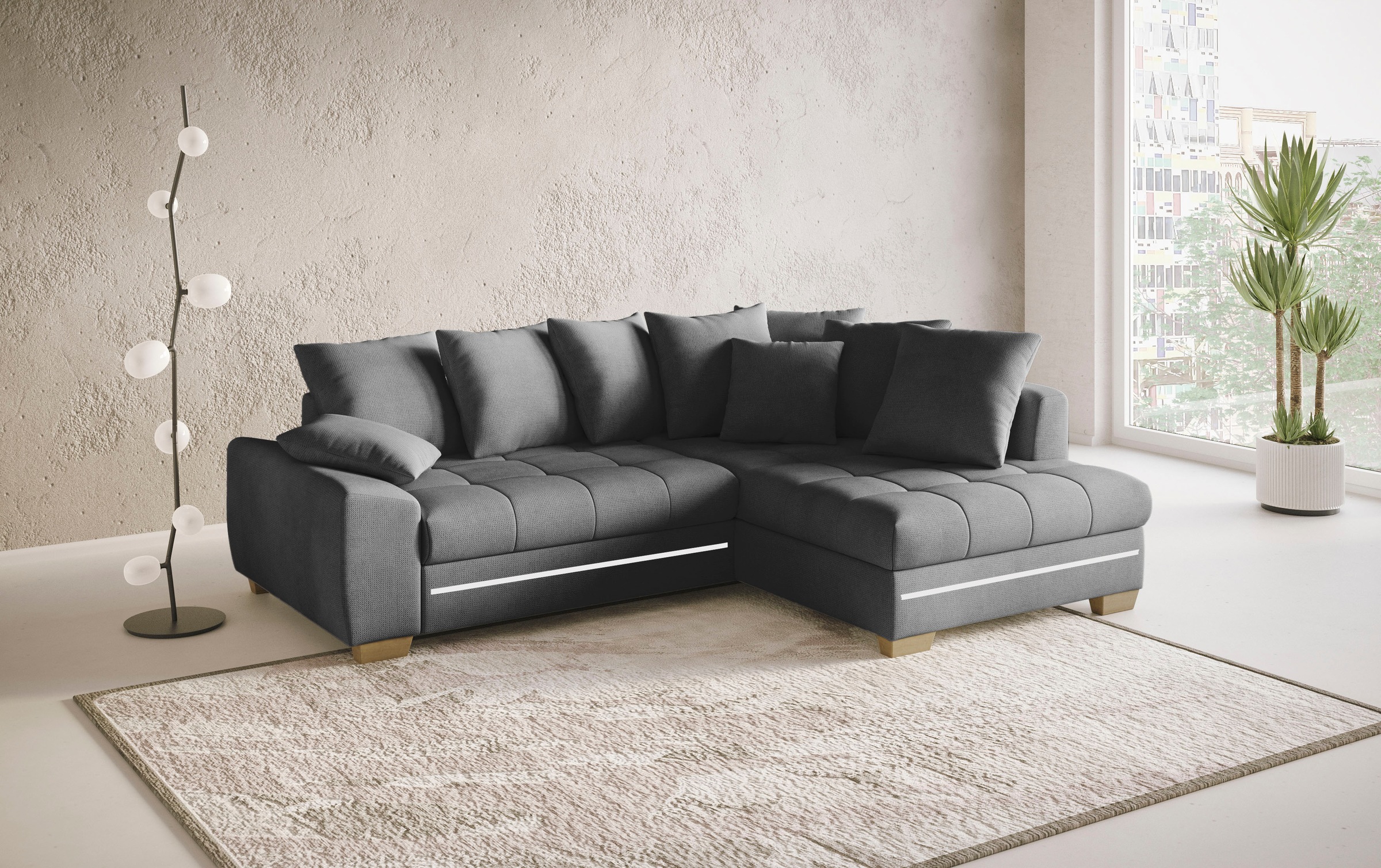 Mr. Couch Ecksofa »Nikita II, L-Form«, mit Kaltschaum, RGB-LED Beleuchtung, günstig online kaufen