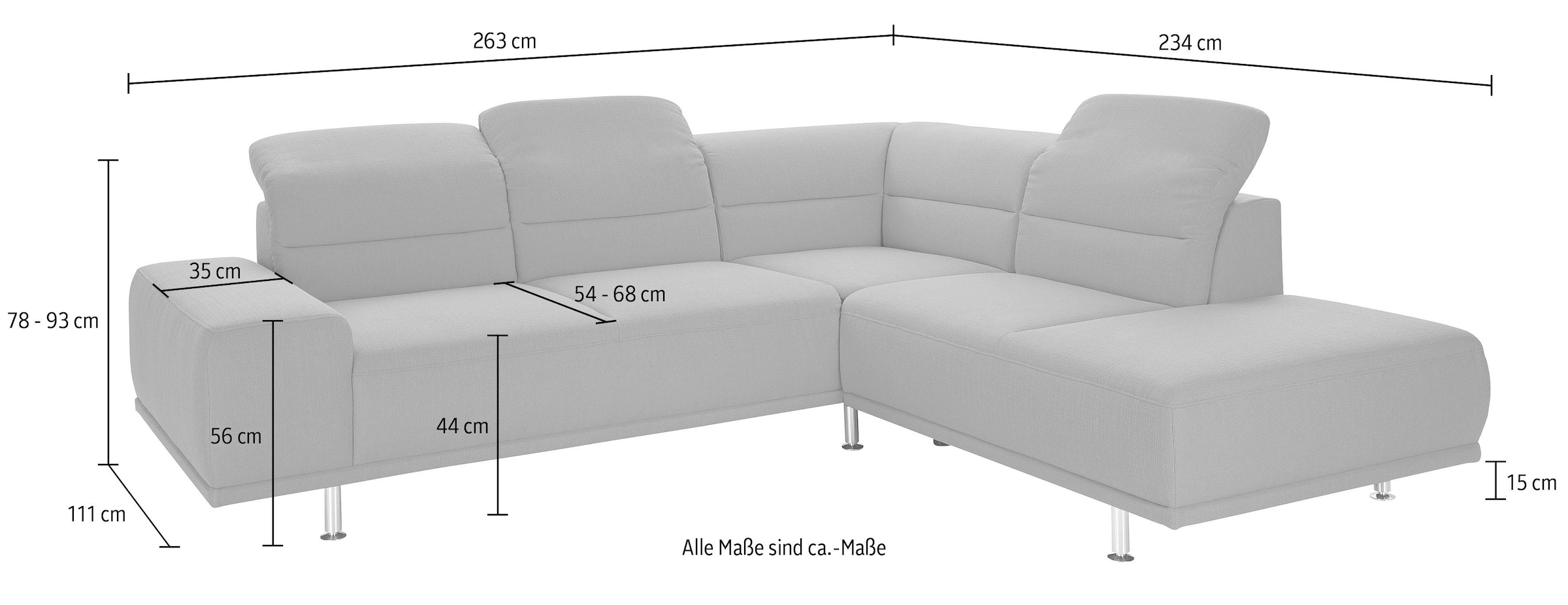 sit&more Ecksofa »Mariola L-Form«, mit Federkern und Ottomane, inklusive Sitztiefenverstellung