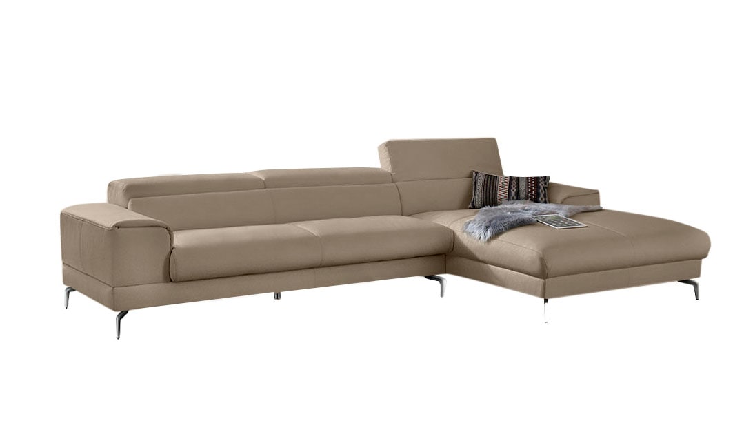 W.SCHILLIG Ecksofa »piedroo, Designsofa mit tollem Sitzkomfort, elegant und bequem, L-Form«, Kopfteilverstellung, wahlweise mit Sitztiefenverstellung, Breite 343cm