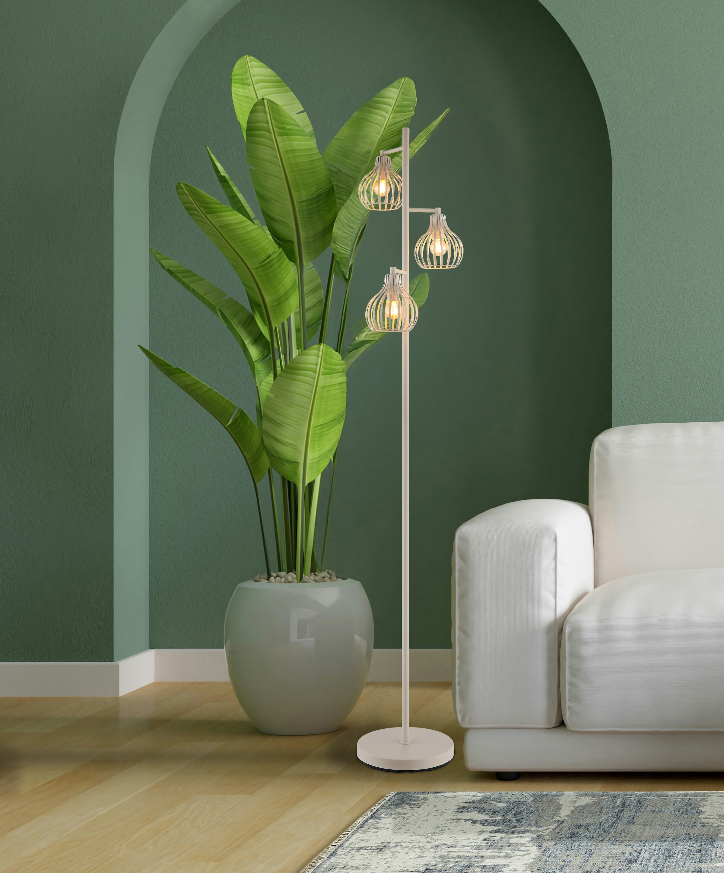 my home Stehlampe »Heta«, 3 flammig, Leuchtmittel E14 | ohne Leuchtmittel