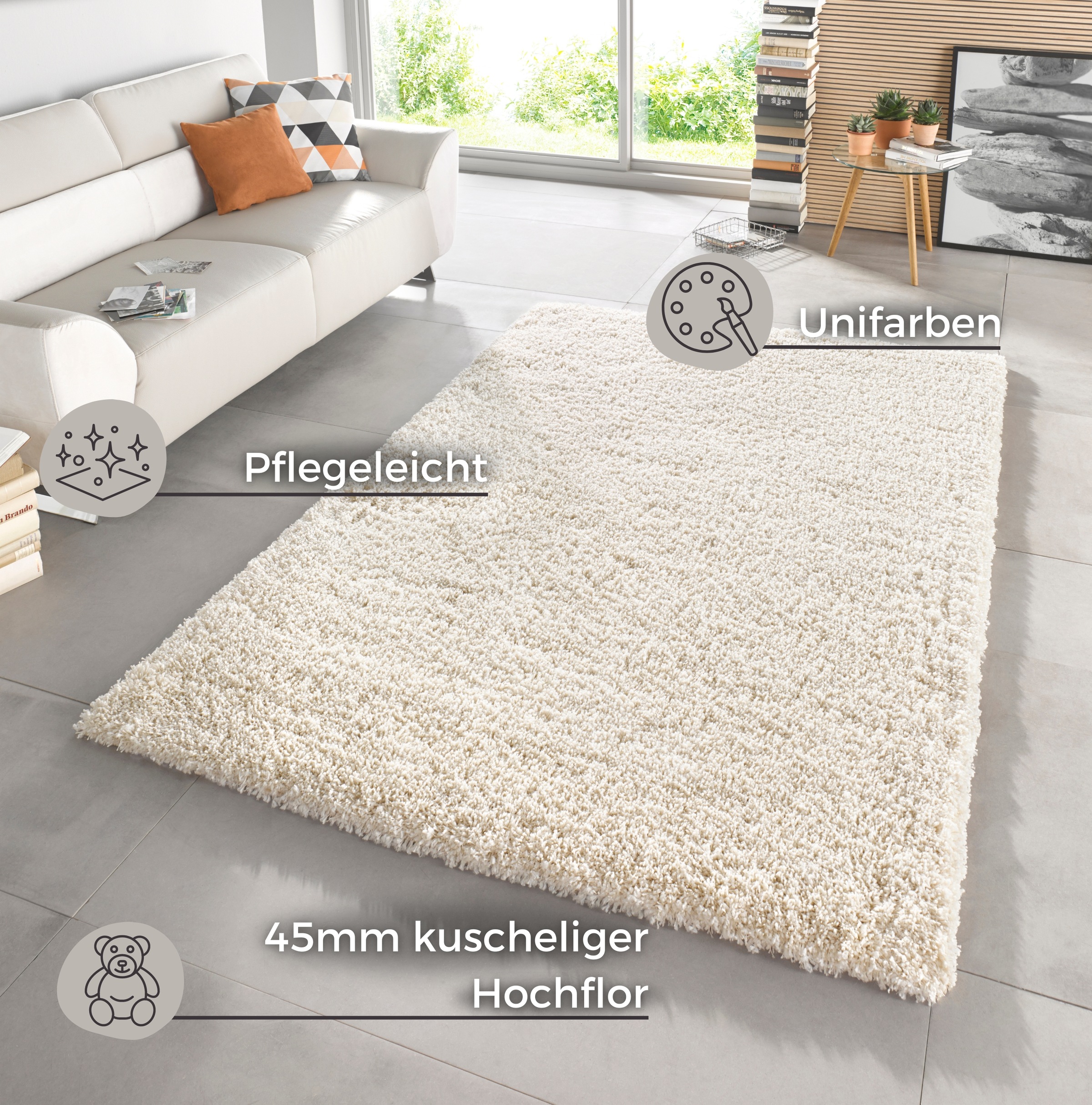 HANSE Home Hochflor-Teppich »Venice«, rechteckig, 45 mm Höhe, Melierte Opti günstig online kaufen