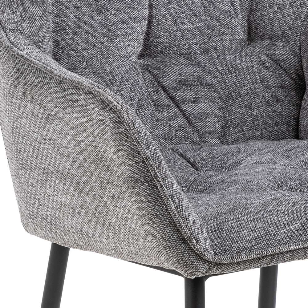 ACTONA GROUP Esszimmerstuhl, Luxus-Microfaser, Essstuhl Anthrazit, Beine mattschwarzem Stahl und Tuftings, 2er Set