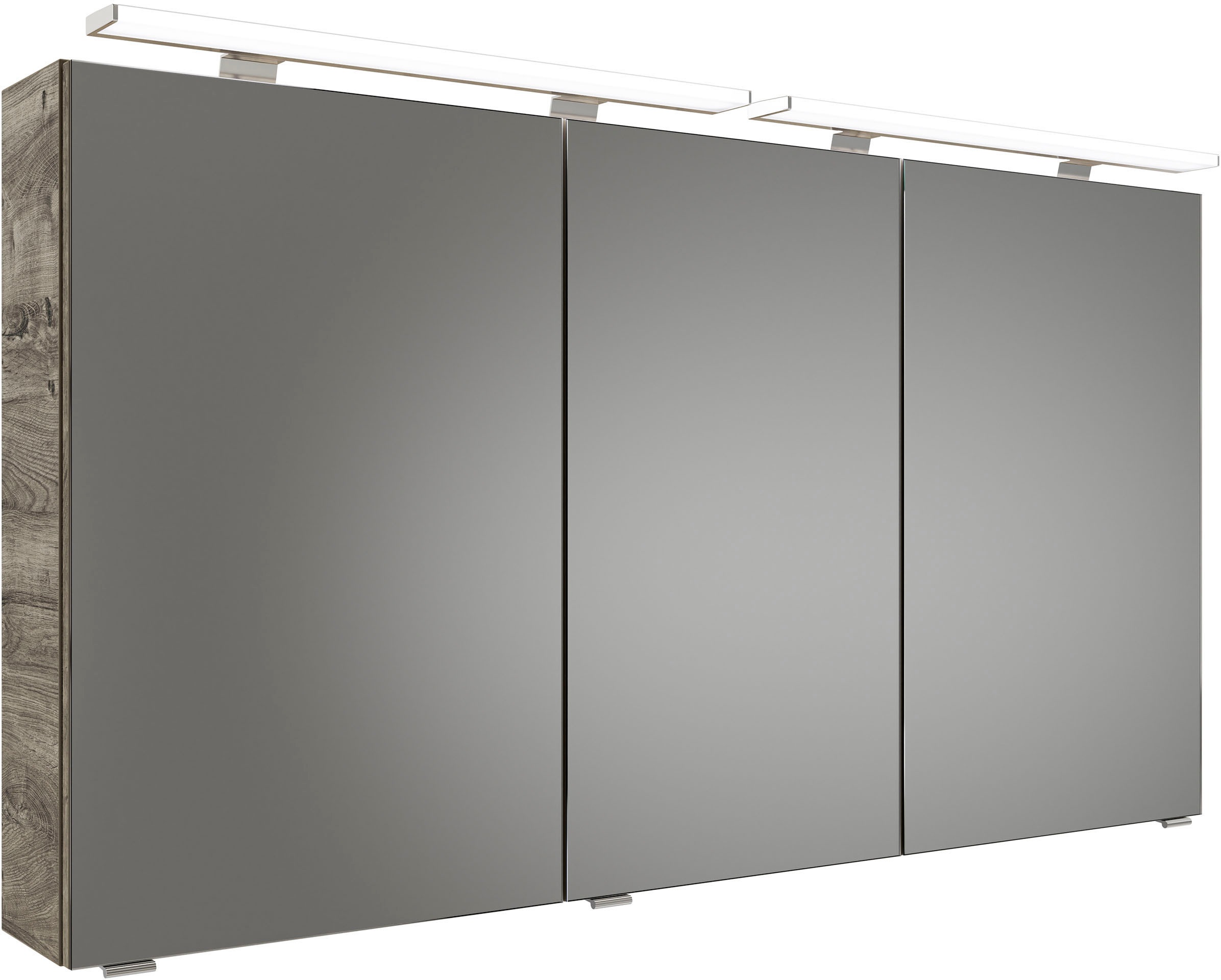 Saphir Badmöbel-Set »Serie 6025 2-teilig Mineralmarmor-Waschtisch mit LED-Spiegelschrank«, (2 St.), Waschplatz 132cm breit, 4 Schubladen, 2 Spiegel-Türen, inkl Türdämpfer