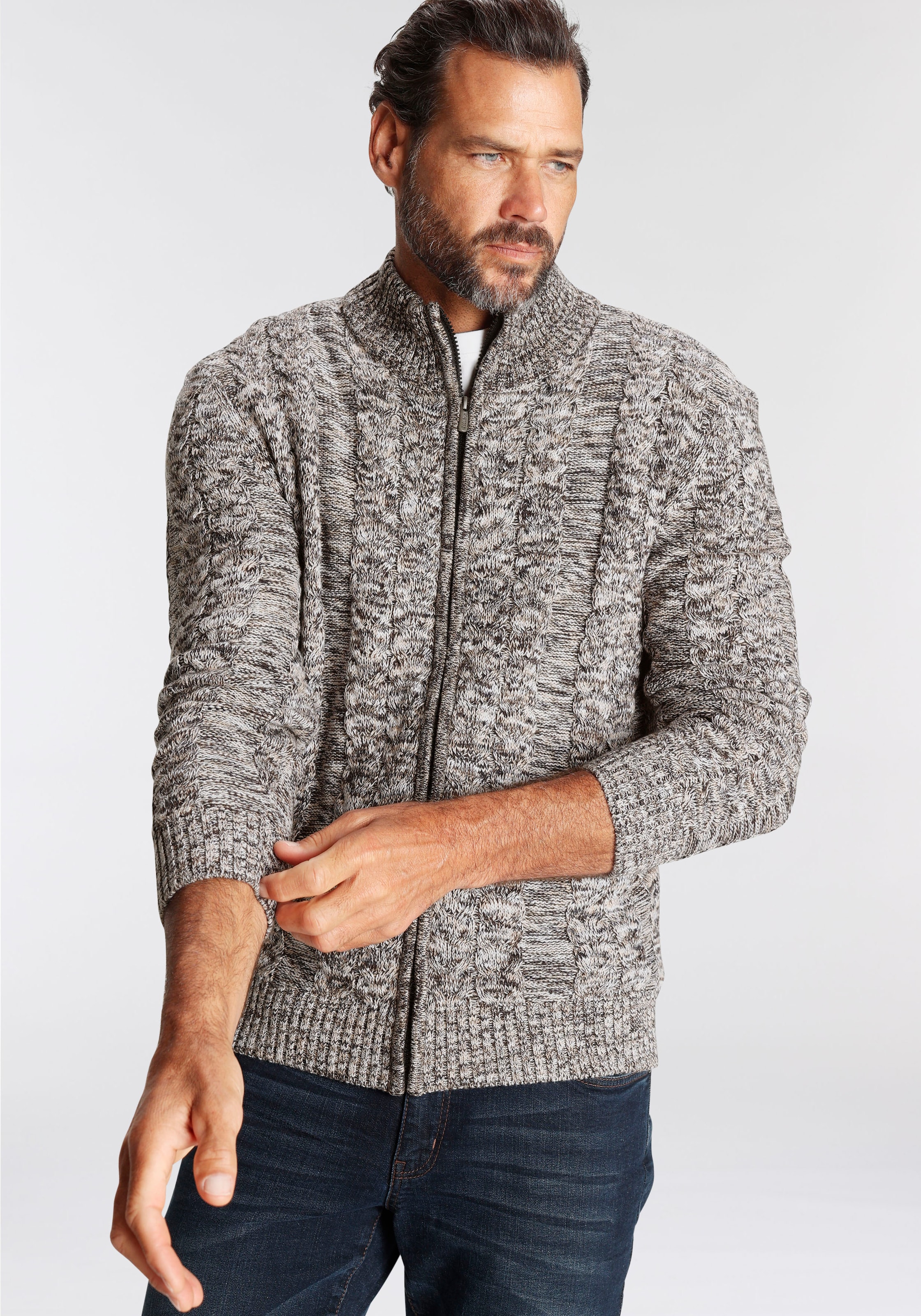 Man's World Strickjacke, mit Zopfmuster