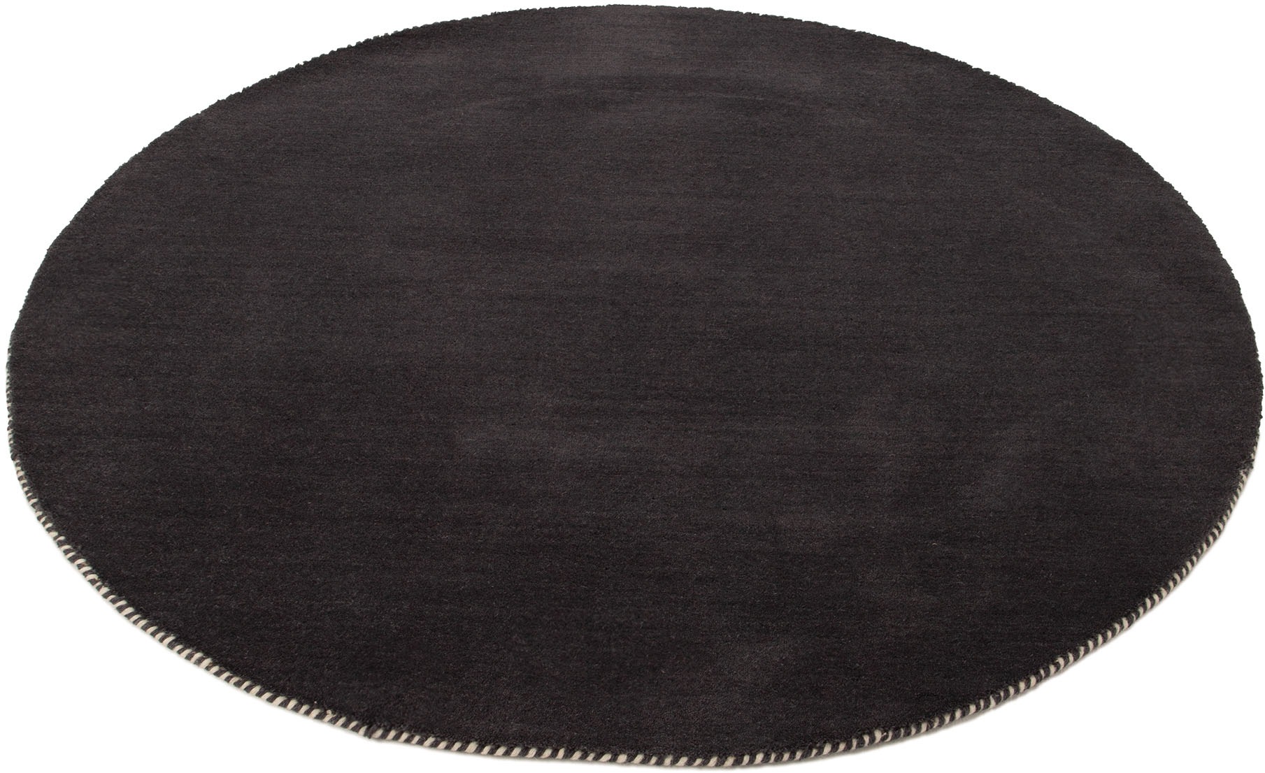 carpetfine Wollteppich »Gabbeh Lola Uni«, rund, 14 mm Höhe, mit natürlichem Pflanzenmaterial von Hand gewebt, auch als Läufer