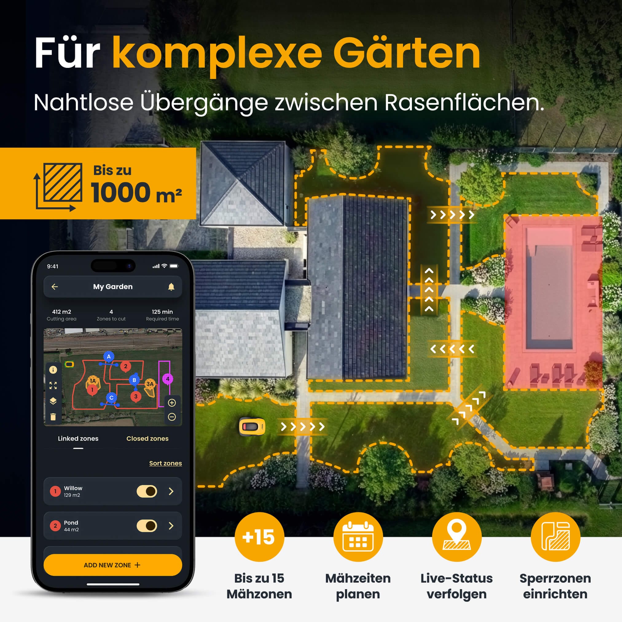 STIGA GARDEN Rasenmähroboter »A 10v« Set,   App-Steuerung, Mehrzonen-Management, RTK+KI-Kamera+VISTA-Technologie