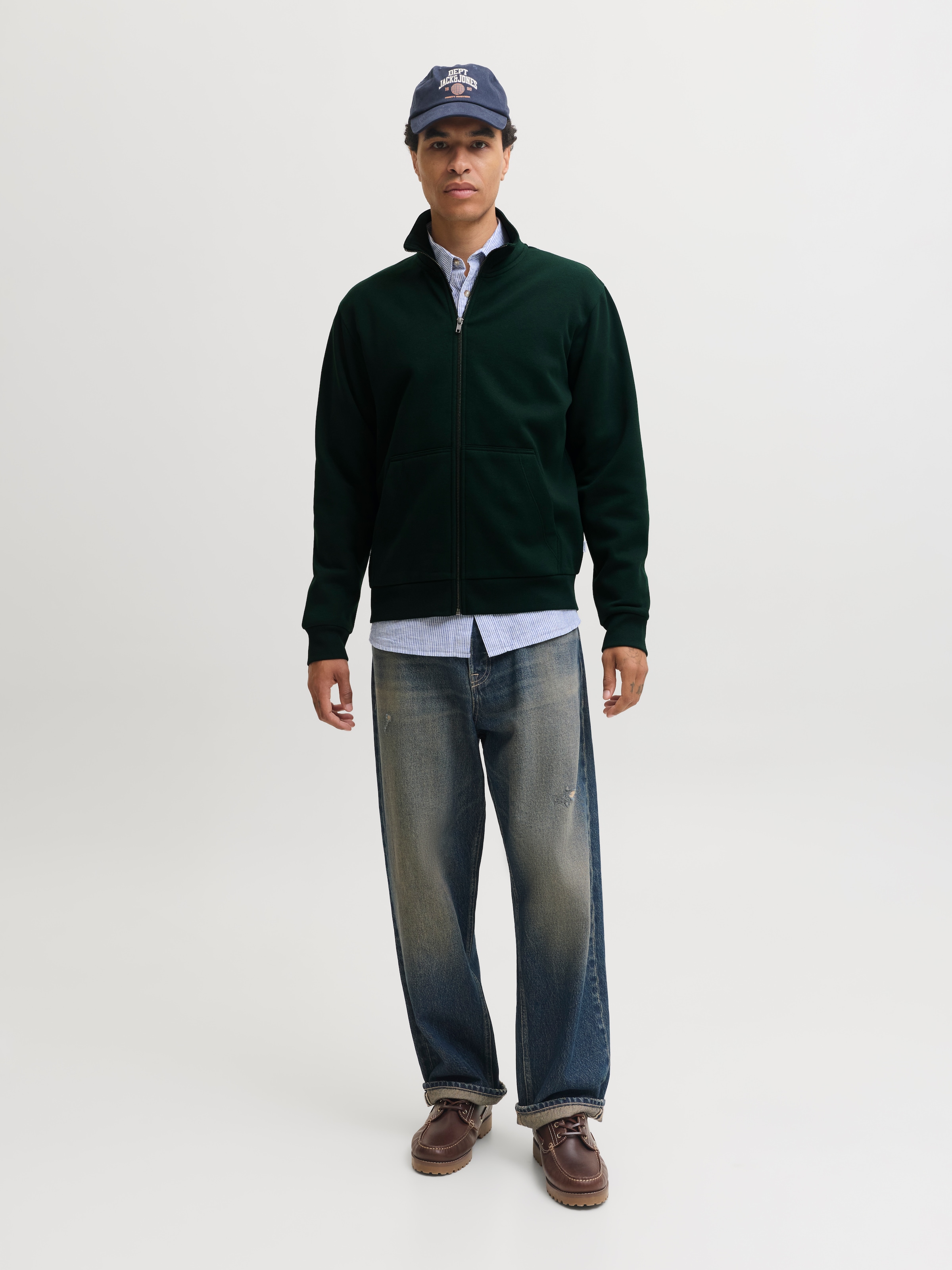 Jack & Jones Sweatjacke »JJEBRADLEY SWEAT ZIP HN NOOS« Materialmix, regular fit
