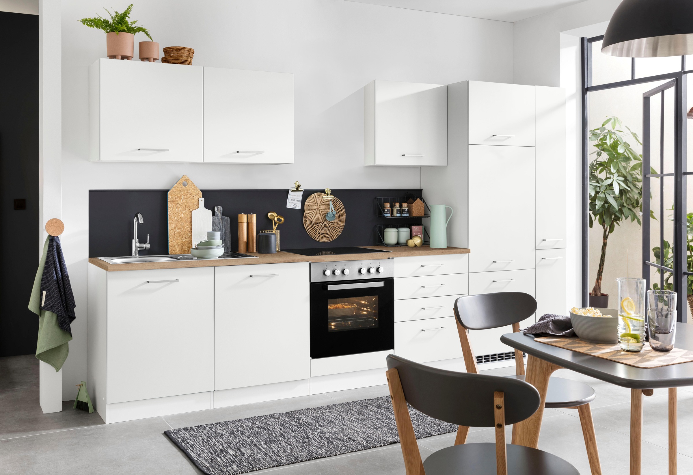 KOCHSTATION Küchenzeile »KS-Visby«, ohne E-Geräte, Breite 330 cm für Kühlschrank