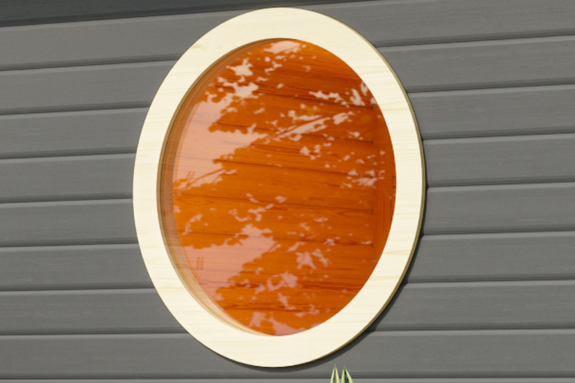 Karibu Saunafenster "rund, Klarglas", weiß (elfenbeinweiß), B/H/L: 84cm x 84cm