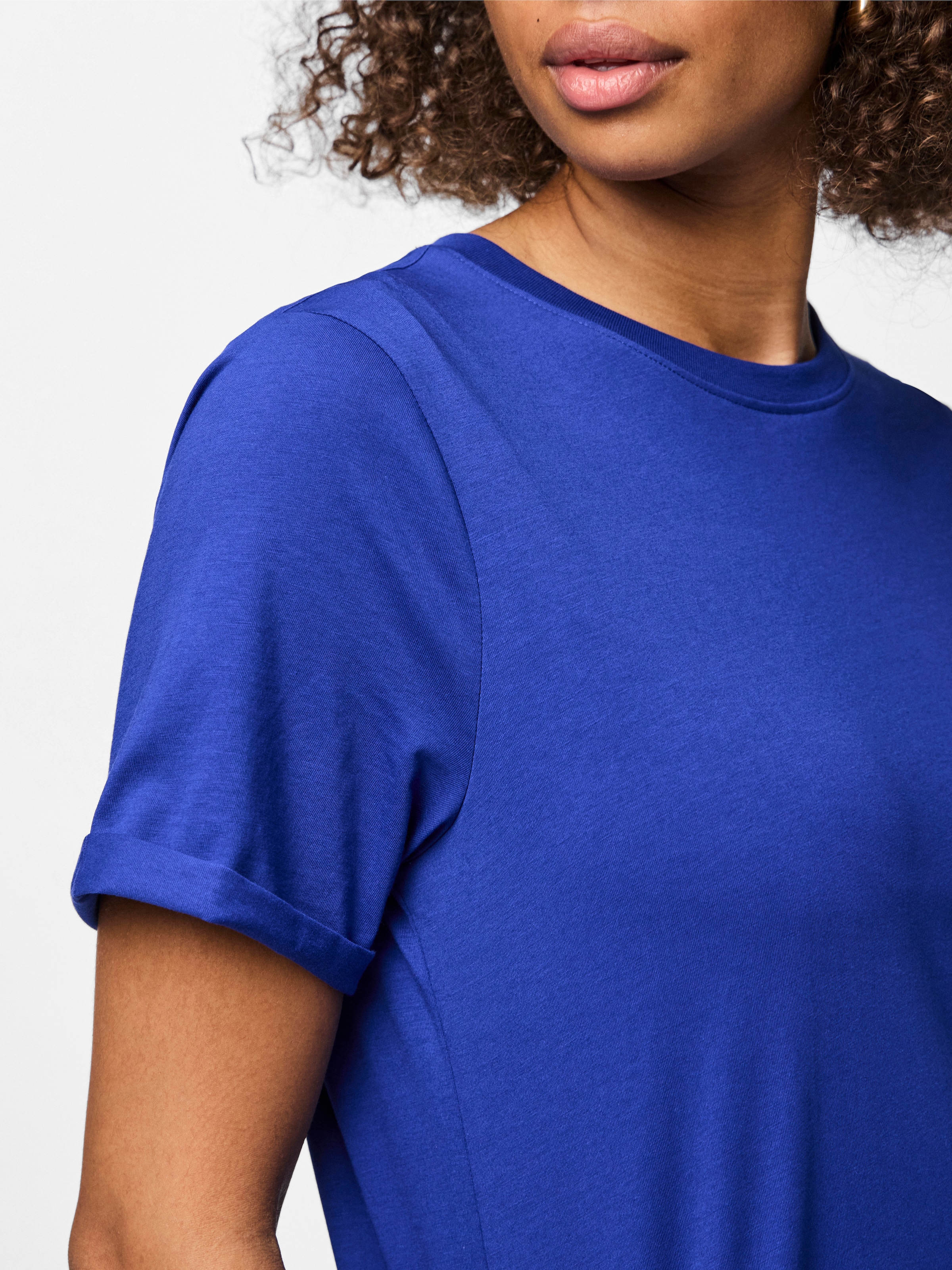 pieces Rundhalsshirt »PCRIA SS FOLD UP SOLID TEE NOOS BC«
