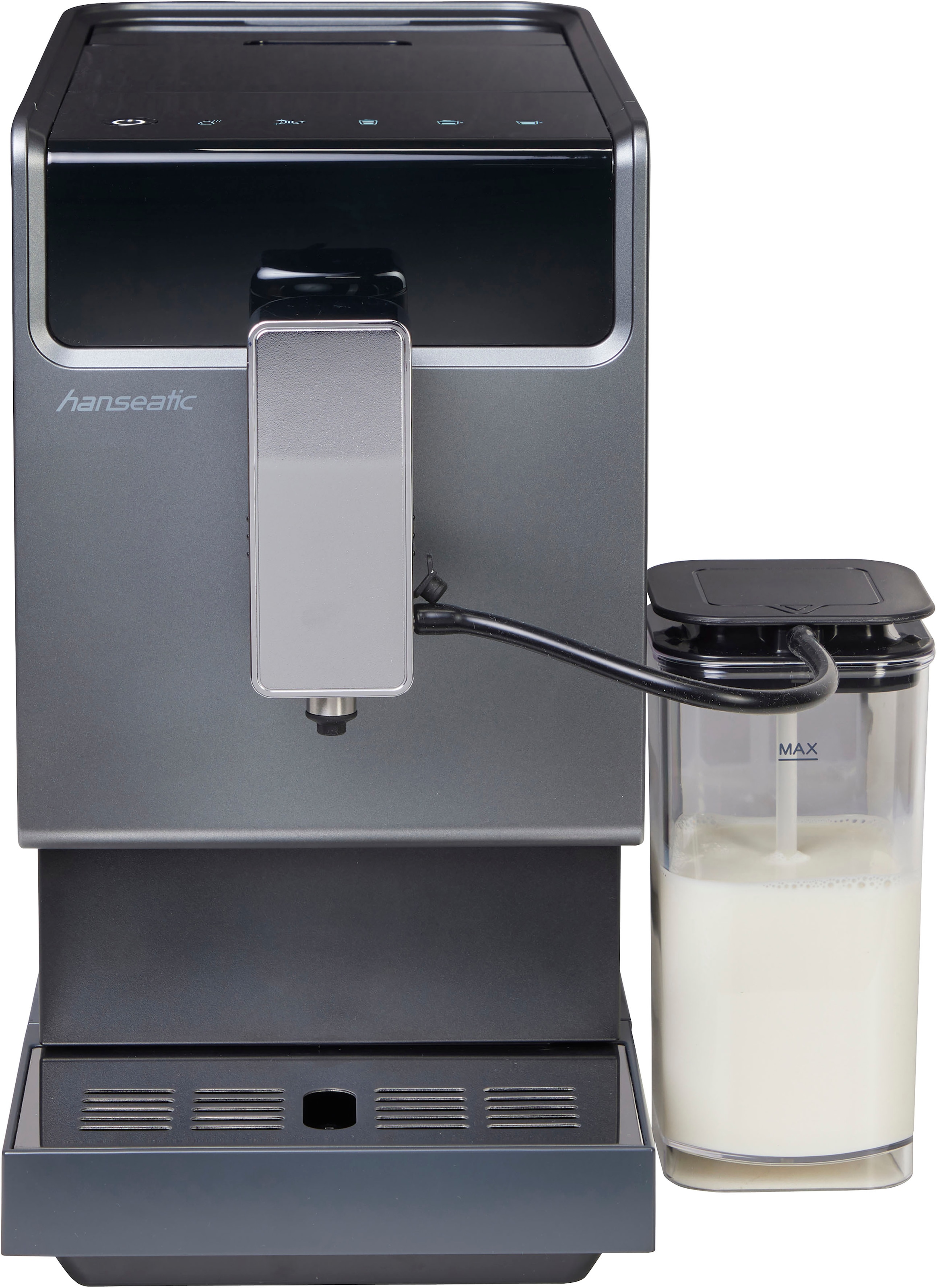 Hanseatic Kaffeevollautomat »HACM121470ST«, magnetisch, abnehmbare Tassenabstellfläche, zwei separate Milchtanks