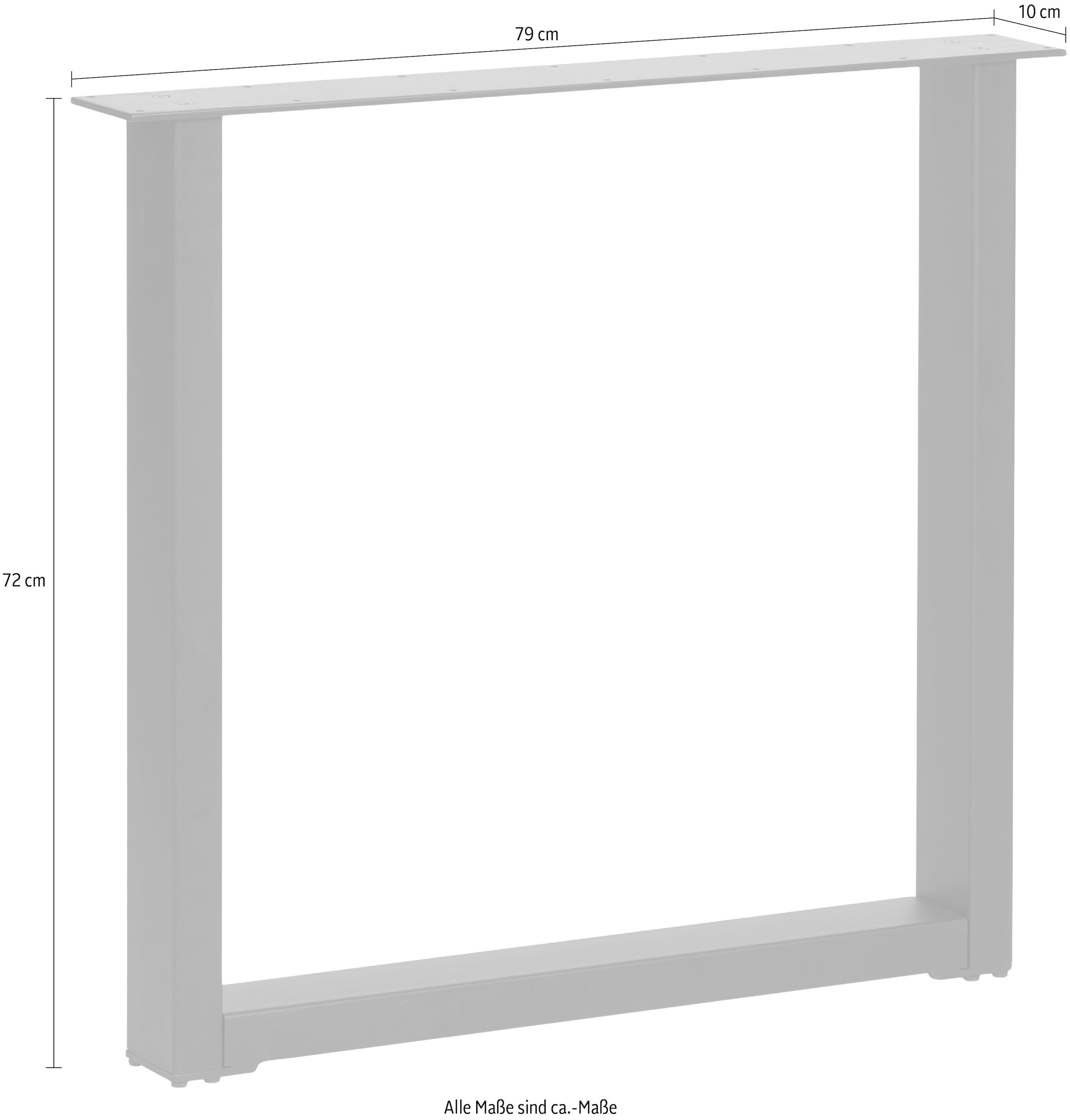WOOOD Tischbein »Tablo Maastricht aus Metall mit Pulverbeschichtung B79 x T10 x H72 cm« U-Form-Gestell 4x8 cm, Tragkraft 50 kg, einfach zu montieren