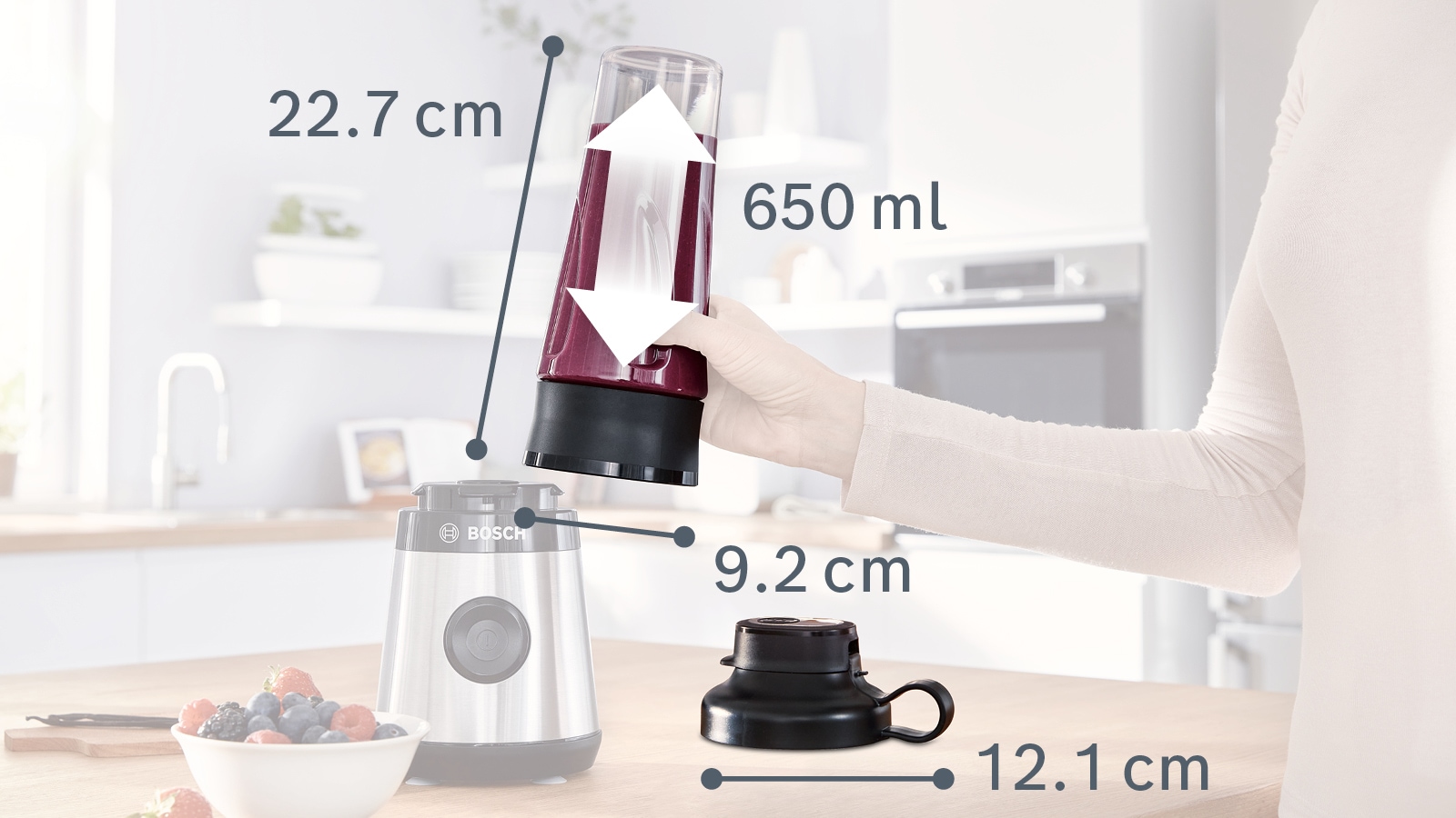 BOSCH Trinkflasche »MMZBTK1B«, (Packung, 1 tlg.), passend für OptiMUM Küchenmaschine und VitaPower Series 4 Standmixer