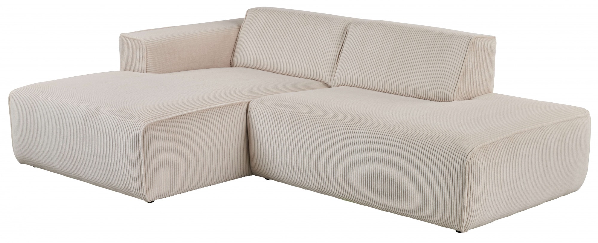 andas Ecksofa »Noord mit Kedernaht, Breite 227 cm«, Cord, Struktur, Webstoff, mit Wellenunterfederung, Massivholzrahmen