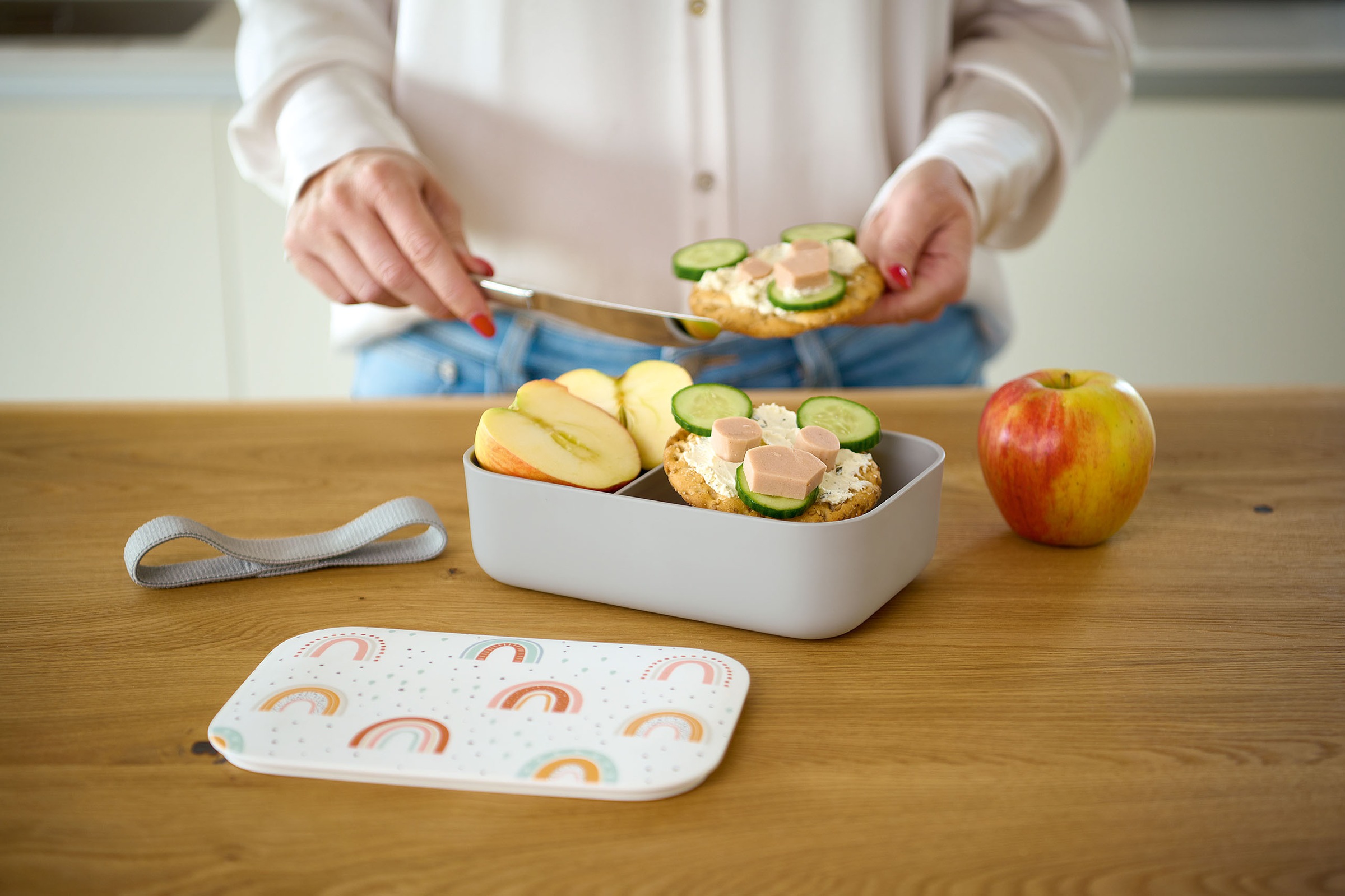 Zeller Present Lunchbox "Rainbow" Set, 2 tlg. Regenbogen Muster günstig online kaufen