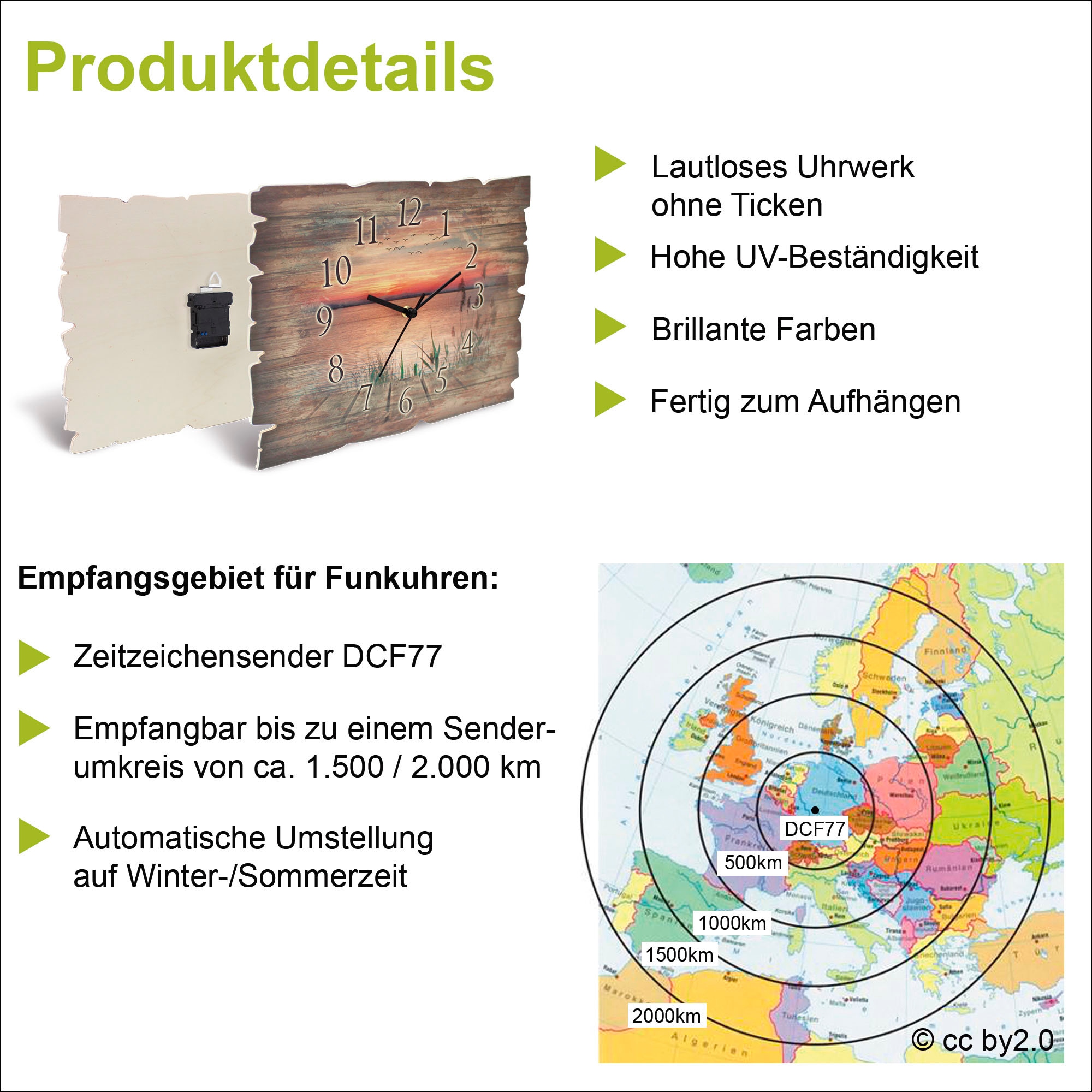 Sonnenuntergang«, kaufen ohne Funkuhrwerk, oder Tickgeräusche Artland Quarz- online lautlos »Mohnblumenfeld bei mit Wanduhr wahlweise