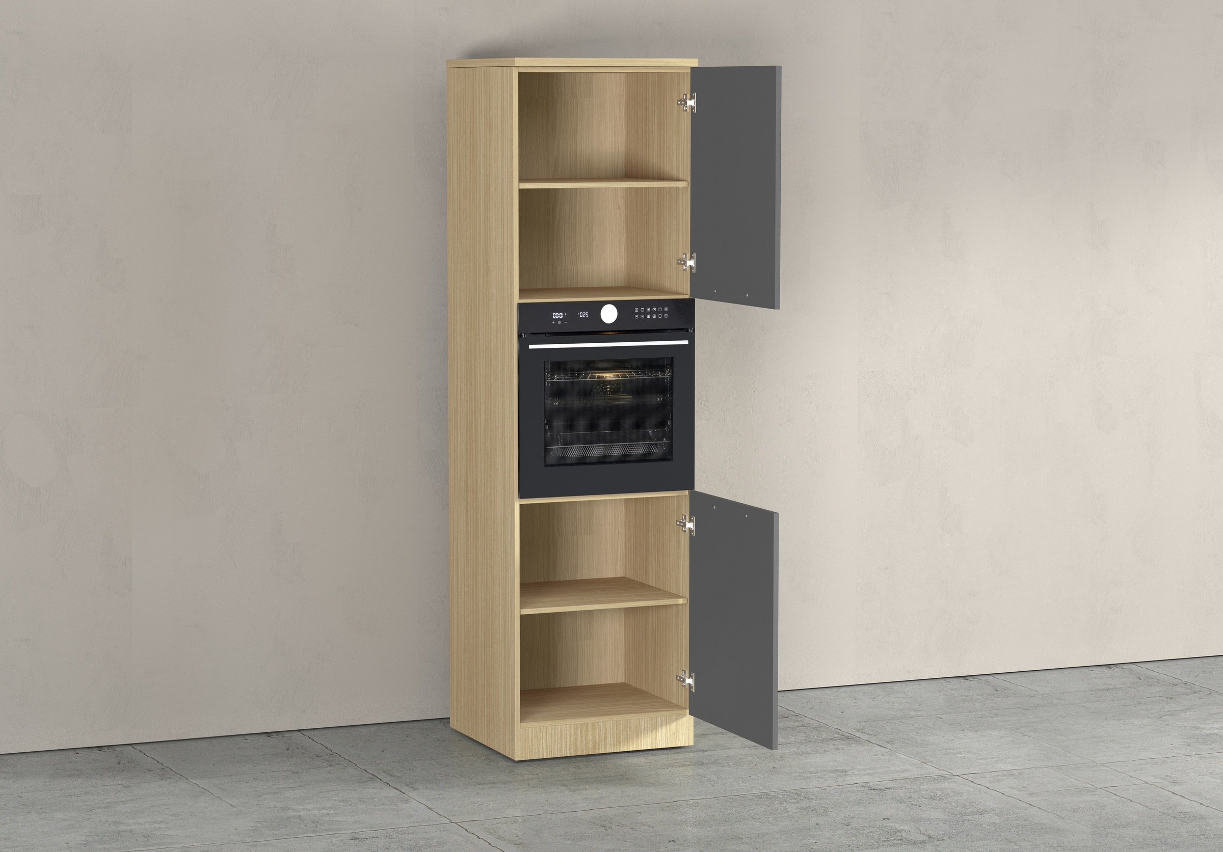 KOCHSTATION Backofenumbauschrank »Luna, Backofenschrank, Backofen-Hochschrank, Made in Italy« B/T/H: 60×60×214,5 cm, Oberplatte mit 25 mm Stärke