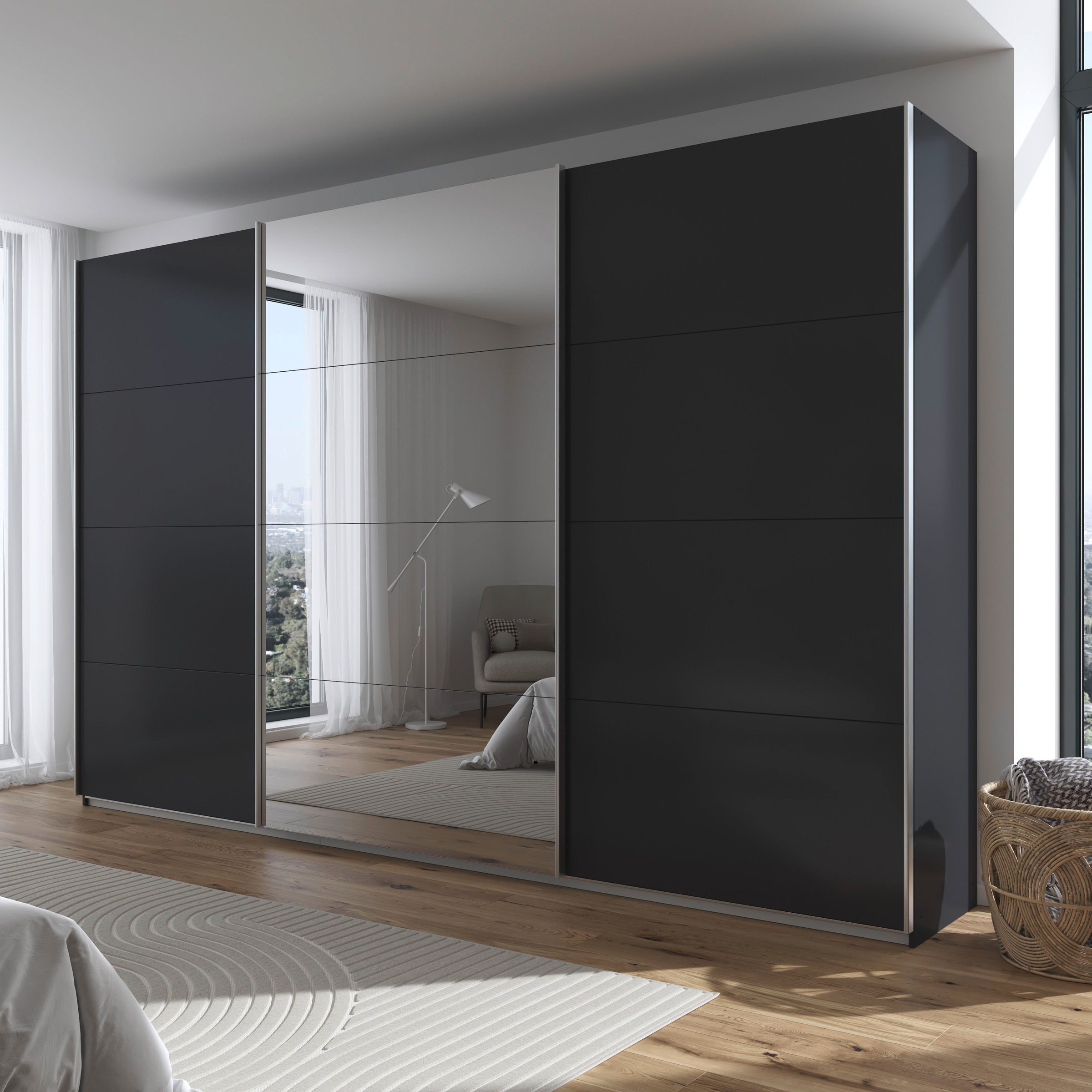 rauch Schwebetürenschrank »Kleiderschrank Schrank Garderobe Wäscheschrank TOMA«, inkl. Regaleinsatz sowie zusätzlichen Einlegeböden MADE IN GERMANY