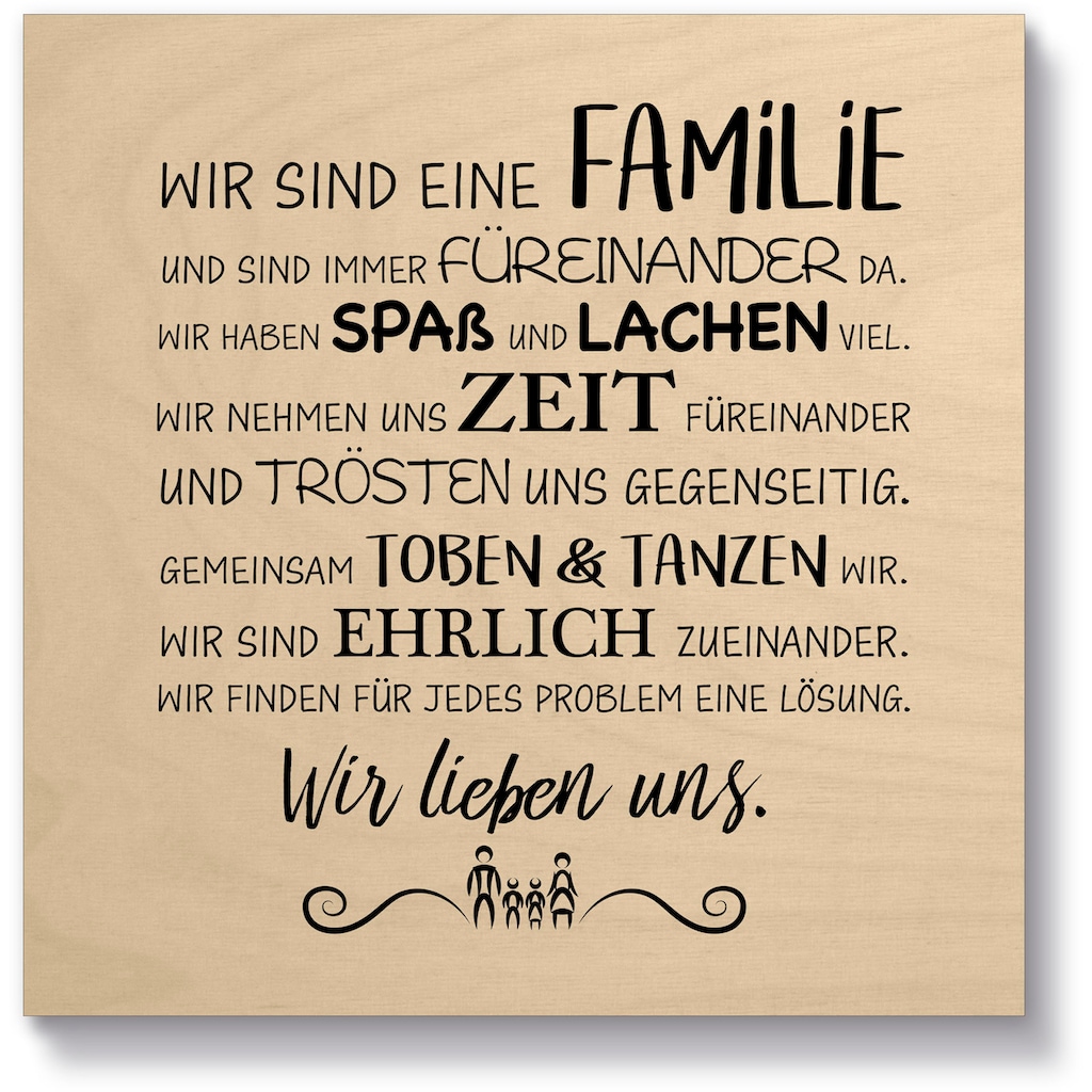Artland Holzbild »Familie I«, Sprüche & Texte, (1 St.)