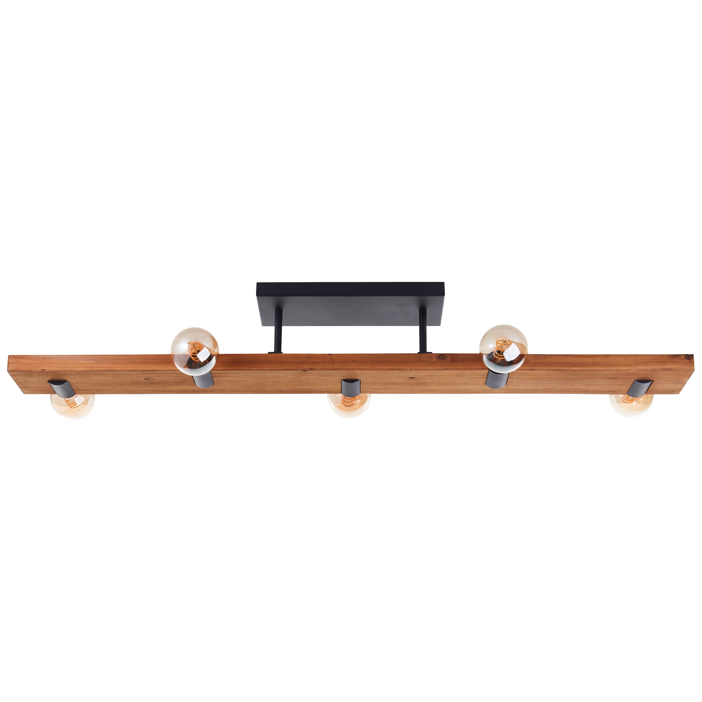 Brilliant Deckenleuchte »Mertes«, 5 flammig, Leuchtmittel E27 | ohne Leuchtmittel, Deckenlampe, E27, 115 x 12,5 cm, Holz/Metall, braun/schwarz