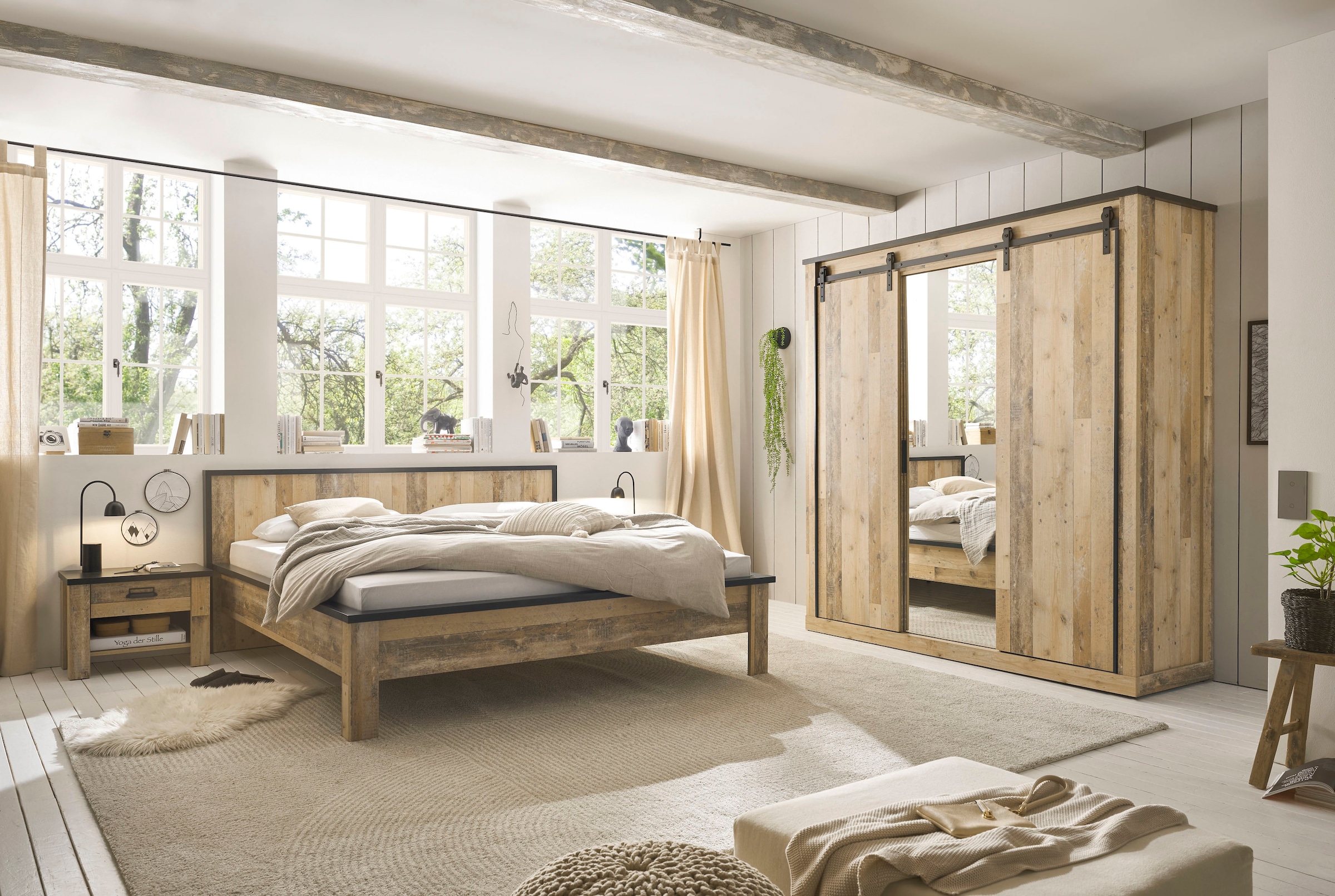 Home affaire Schlafzimmer-Set »SHERWOOD« 4 Stk. tlg. Liegefläche 180x200cm, Schrank 3-trg. 201cm breit