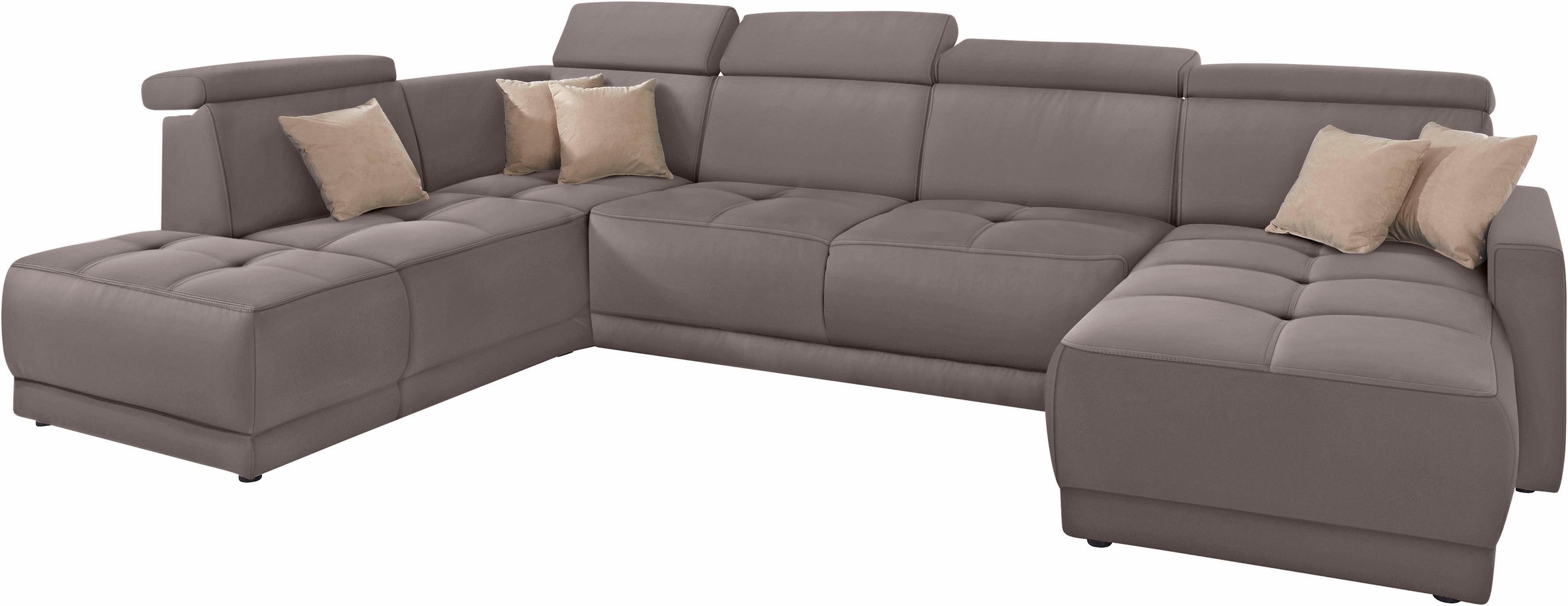 DOMO collection Wohnlandschaft »Ava moderne Sitzheftung mit toller Doppelnaht, komfortabel, U-Form«, mit Federkern, wahlweise mit Kopfteilverstellungen