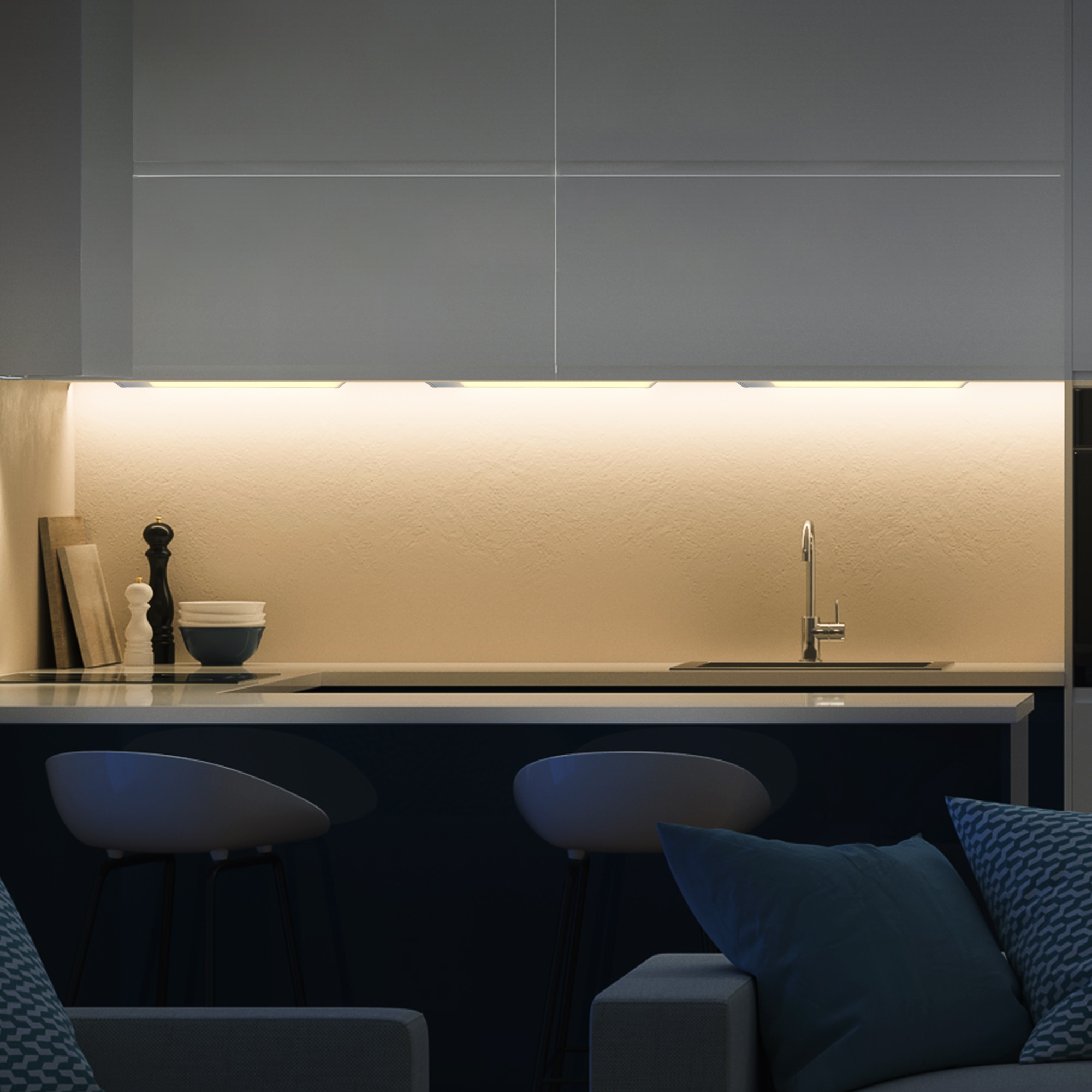 B.K.Licht LED Unterbauleuchte »BKL1468 LED Leiste mit Ein-Ausschalter«, 1 flammig, Leuchtmittel LED-Modul | LED fest integriert, Unterbauleuchte, 3.000K, 1.100Lm, 57,5x4,9x1,3 cm, Titanfarbig