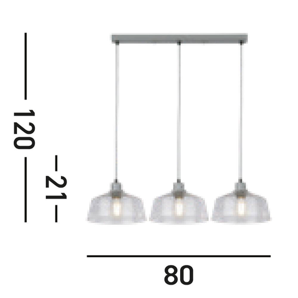 Searchlight Hängeleuchte »x Odeon 3Lt Bar Pendant - Grey Metal & Glass« E27 1 Stk.