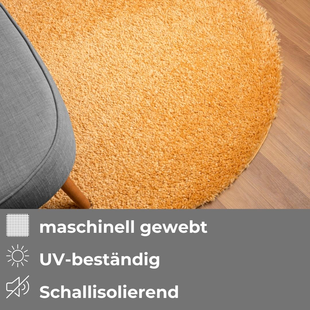 my home Hochflor-Teppich »Banji«, rund, 37 mm Höhe, Uni Farben, weich und flauschig, auch als rechteckig erhältlich