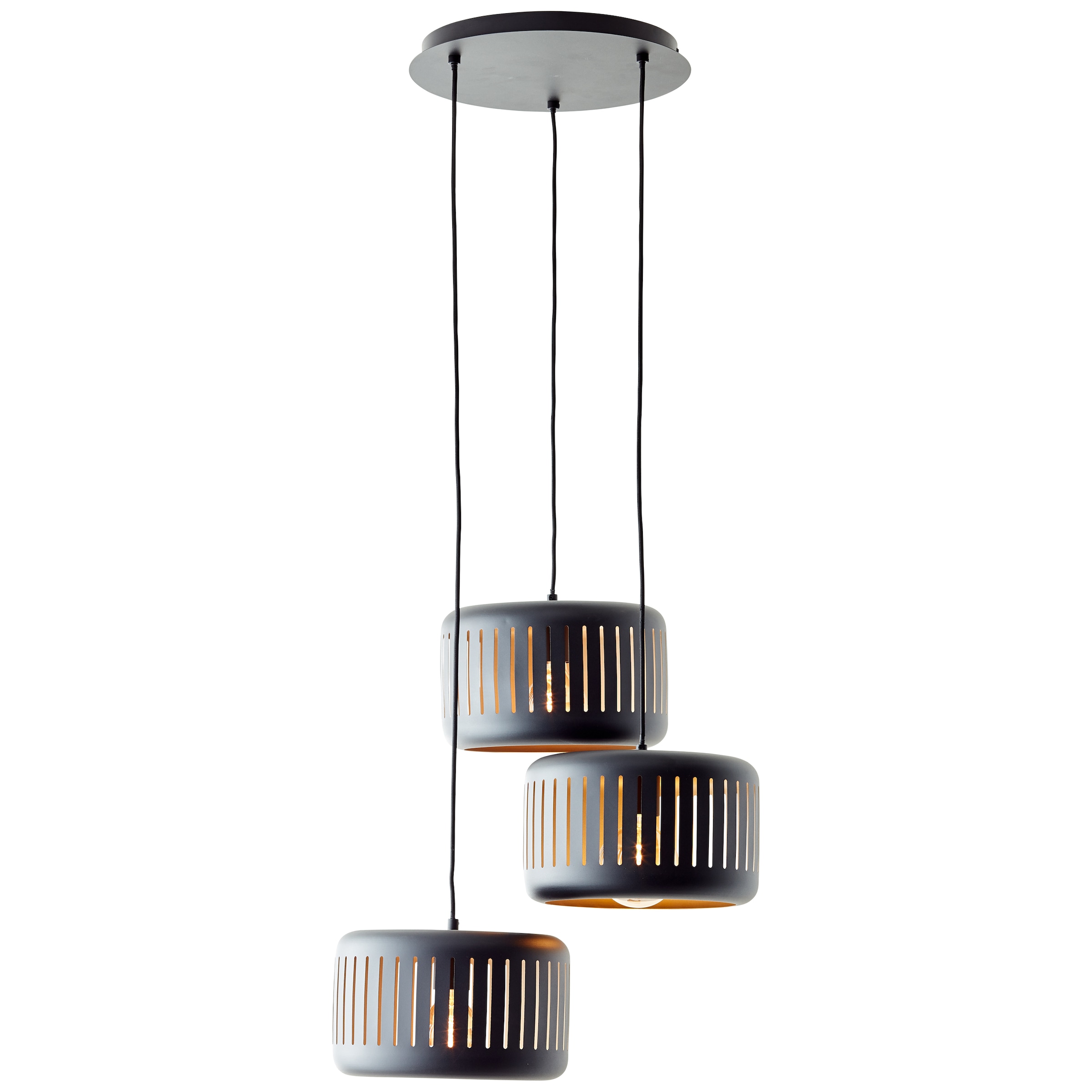 Brilliant Pendelleuchte »Tyas«, 3 flammig, Leuchtmittel E27 | ohne Leuchtmittel, 120 x 52 cm, 3 x E27, kürzbar, Metall, schwarz/goldfarben