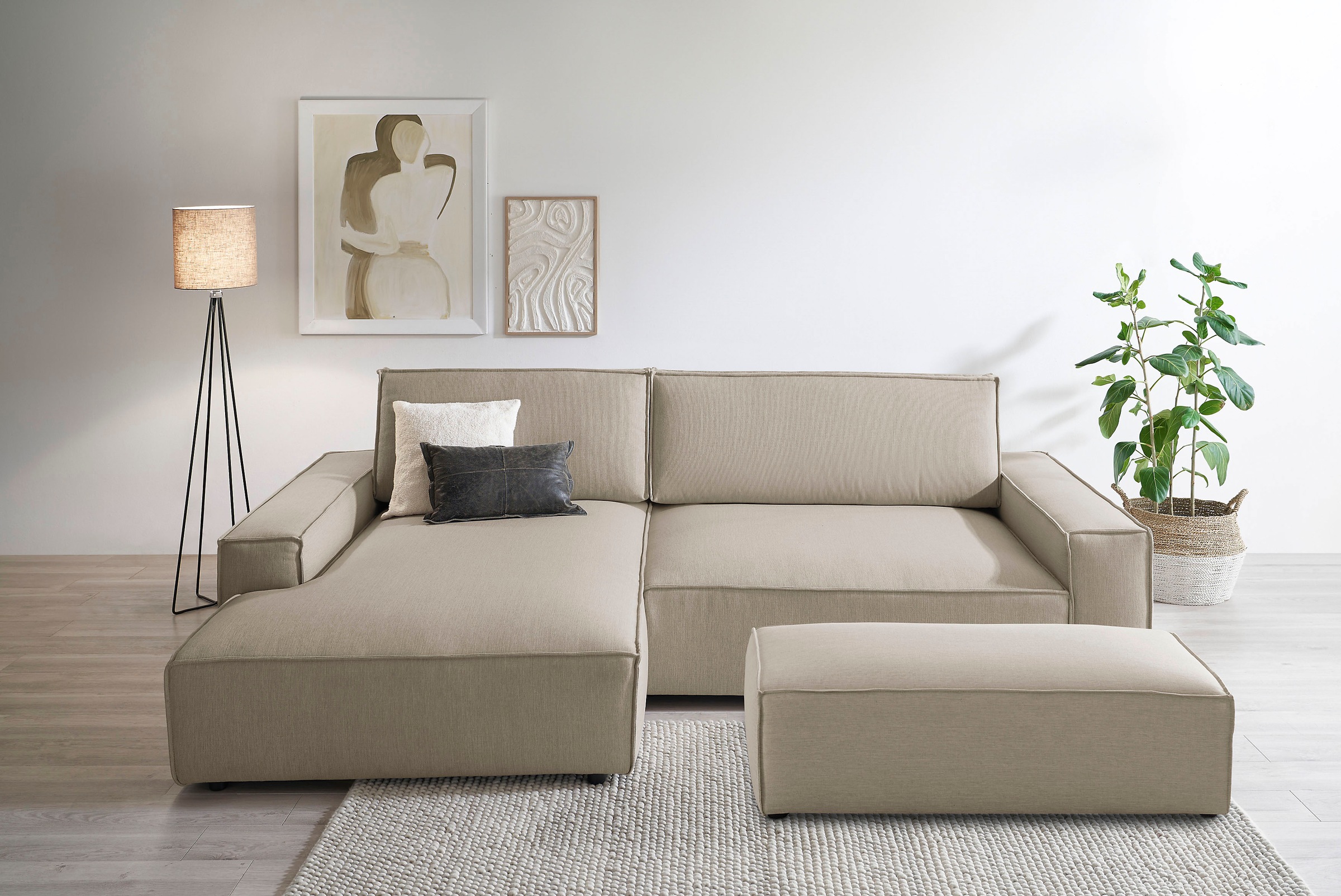 Home affaire Polsterecke »NEU: SHERWOOD XXL tief, L-Form mit Schlaffunktion günstig online kaufen