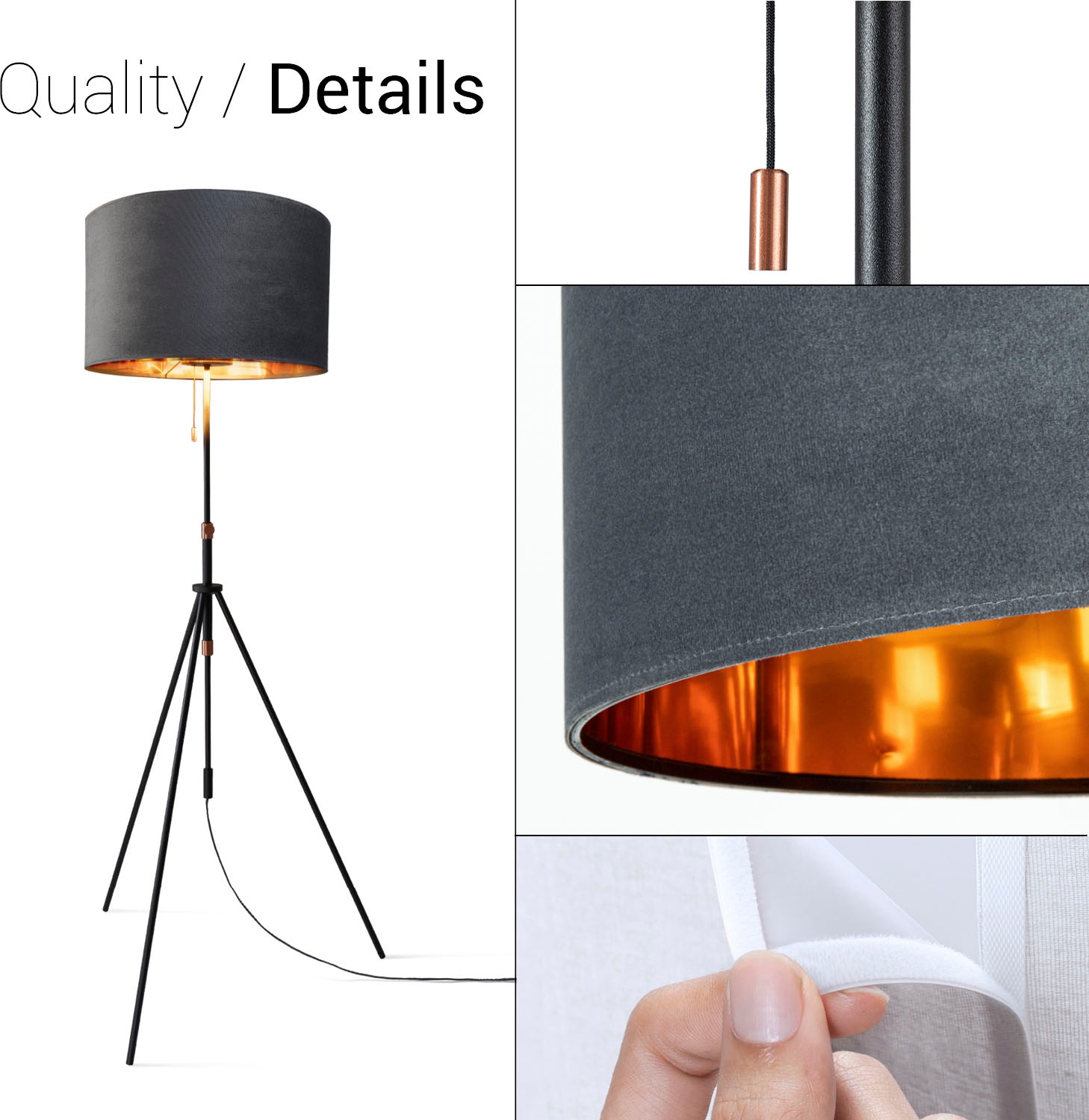 Paco Home Stehlampe »Naomi uni Color«, Leuchtmittel E27 | ohne Leuchtmittel, Wohnzimmer Höhenverstellbar 121,5 bis 176,5 cm Zugschalter Velour