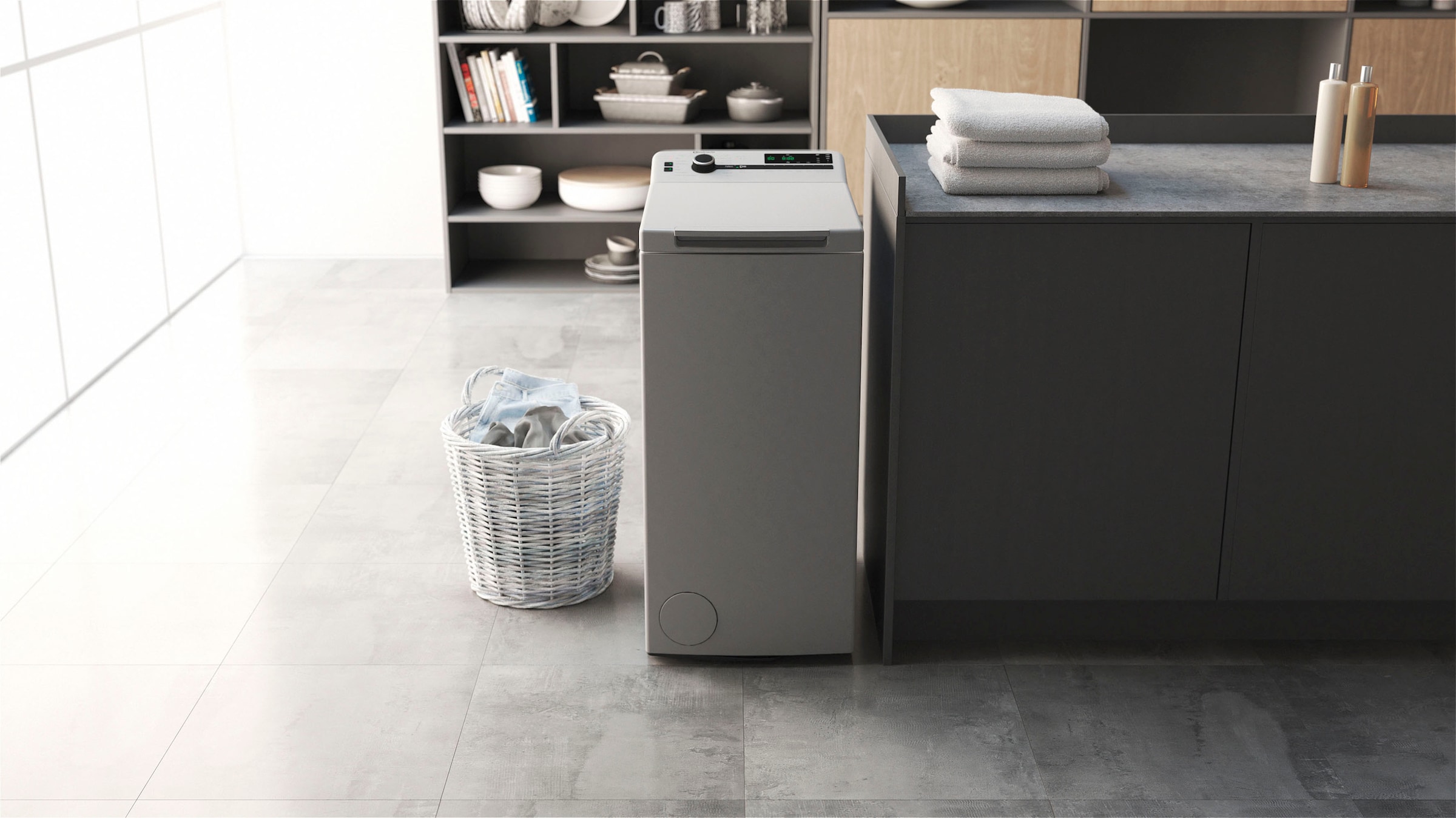 BAUKNECHT Waschmaschine Toplader »WMT Silver 6513 D4«, 6,5 kg, 1300 U/min, Kurz 30 min., automatische Trommelpositionierung, Vollwasserschutz