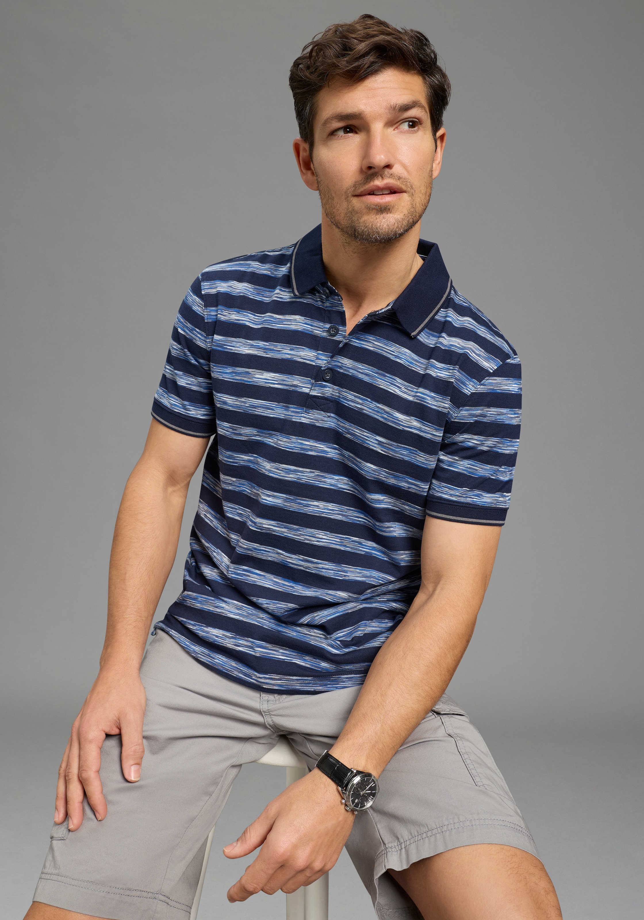 Man's World Poloshirt »Neue Kollektion!« normale Passform, Kurzarm, geringeltes Design, aus Single Jersey