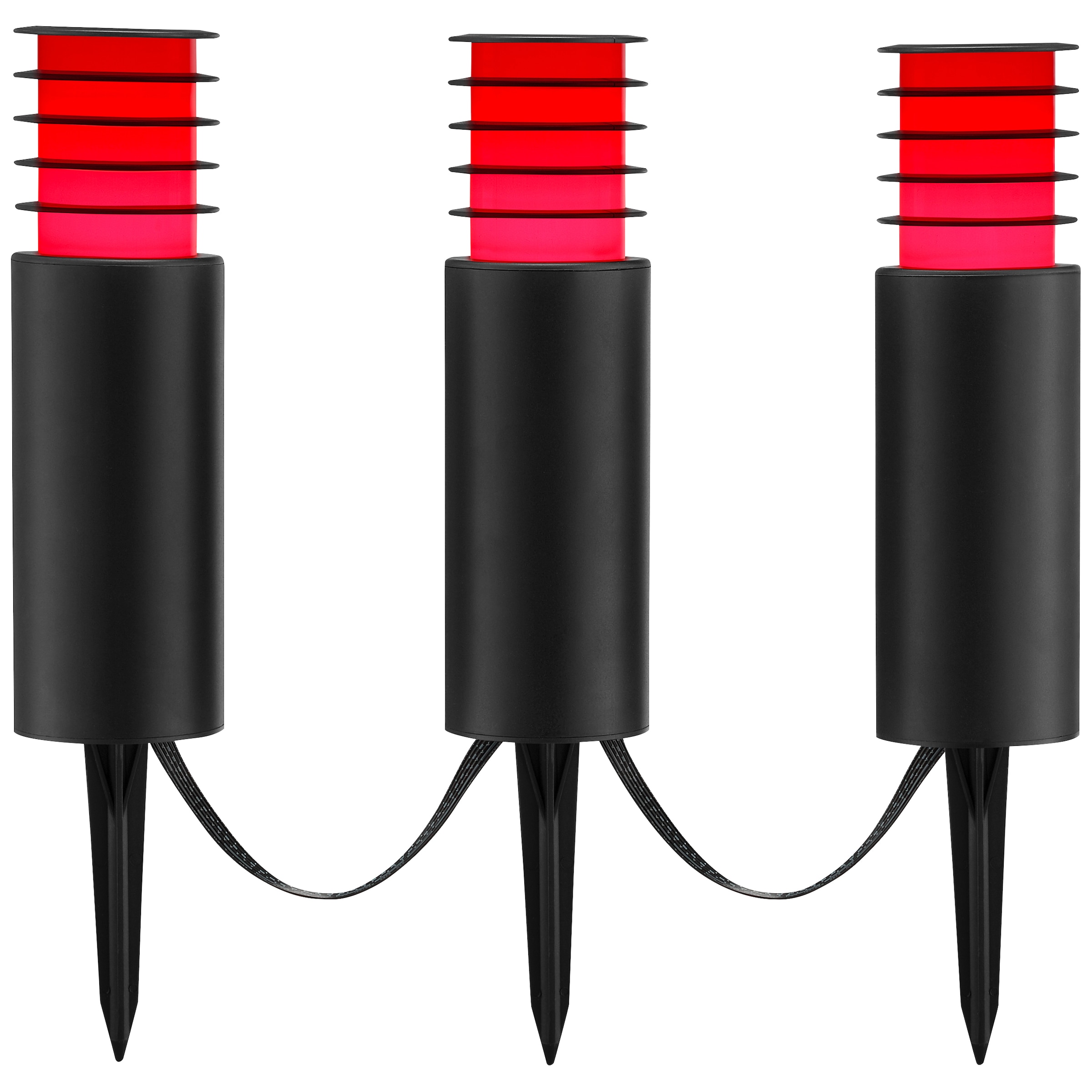 Brilliant LED Gartenleuchte »Carosu« LED-Modul 3 Stk. warmweiß - kaltweiß LED Gartenspieß 3er Set, dimmbar, RGB, CCT, IP44, App steuerbar