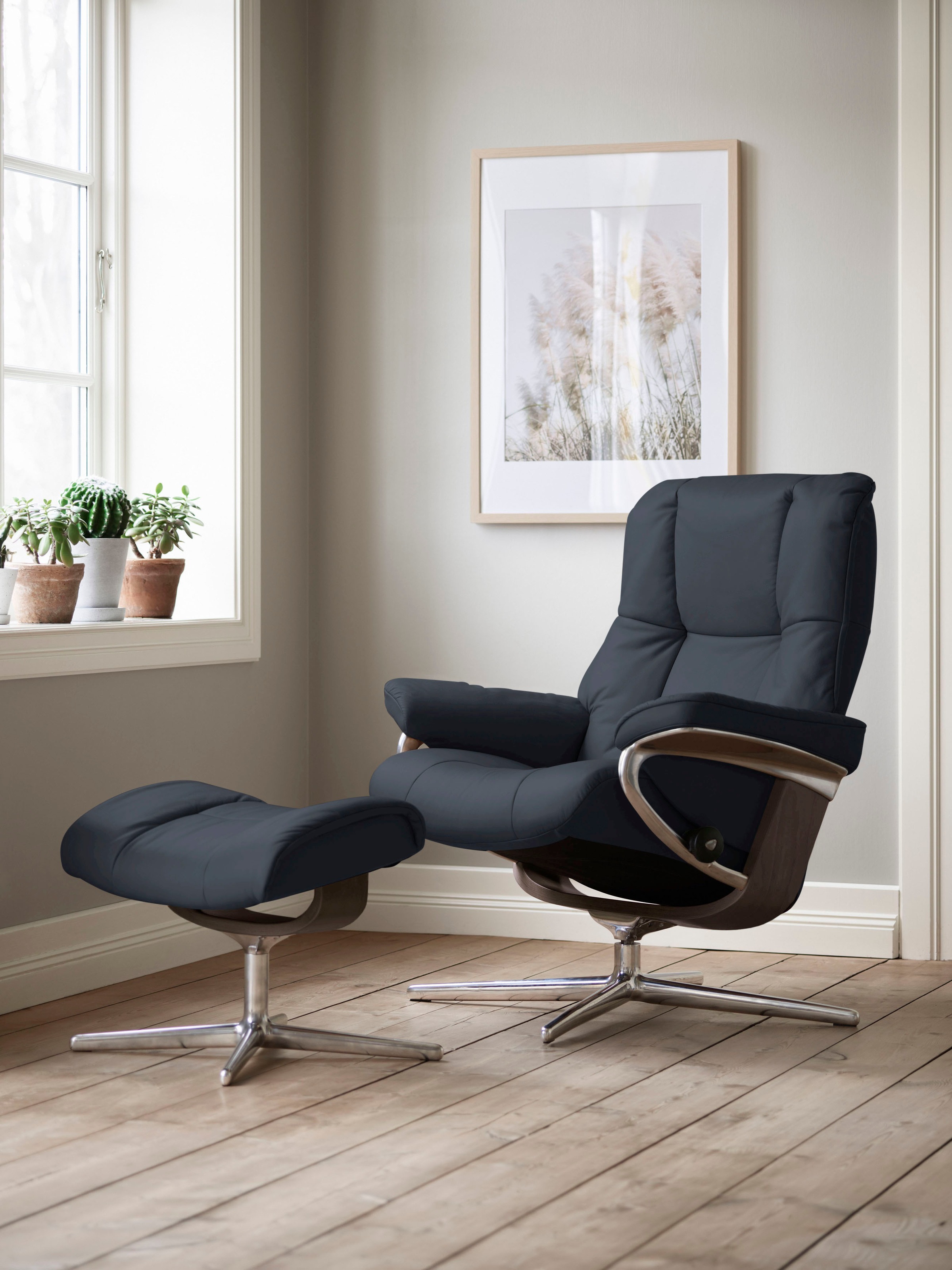 Stressless® Relaxsessel »Mayfair«, (Set, Relaxsessel mit Hocker), mit Hocker, mit Cross Base, Größe S, M & L, Holzakzent Wenge