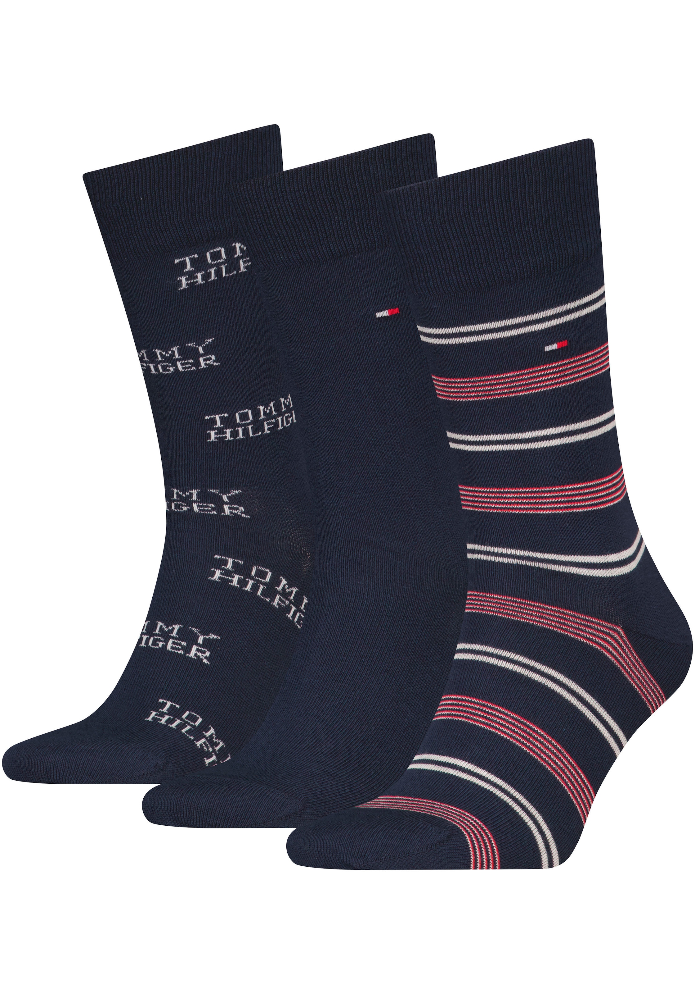 Tommy Hilfiger Socken, (3 Paar), mit auffälliger Musterung, Geschenkbox