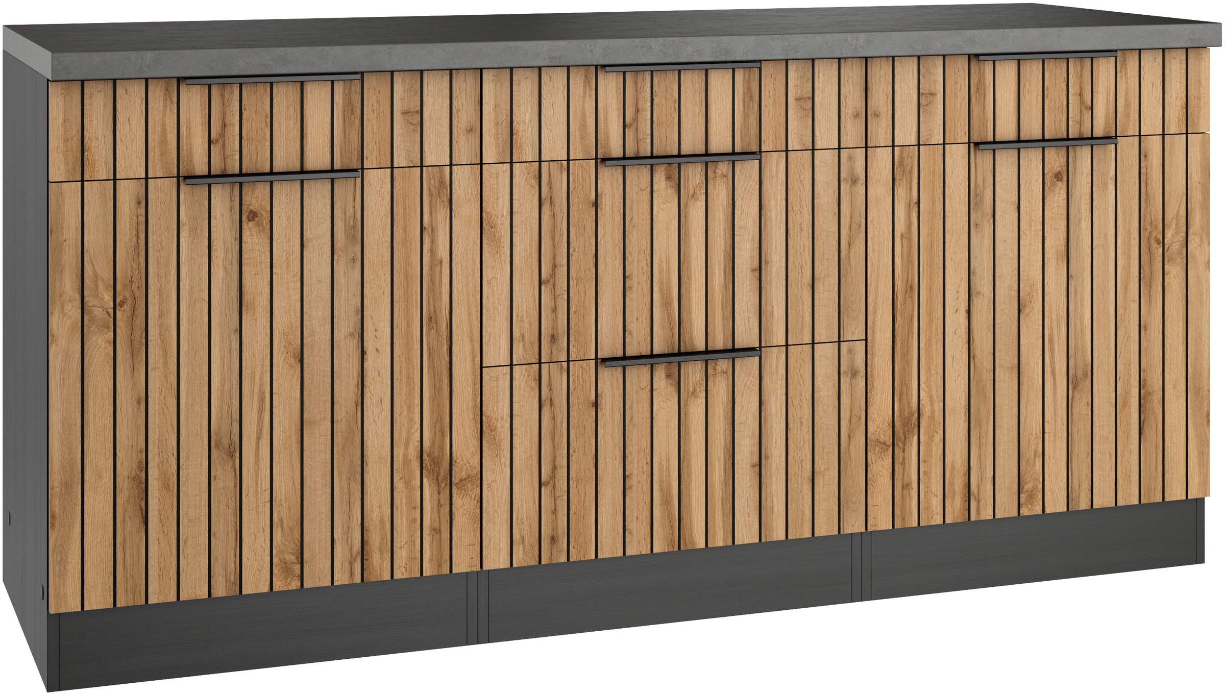 KOCHSTATION Unterschrank »KS-Lagos« Breite 180 cm, 2 Türen, 2 Auszüge, 3 Sc günstig online kaufen