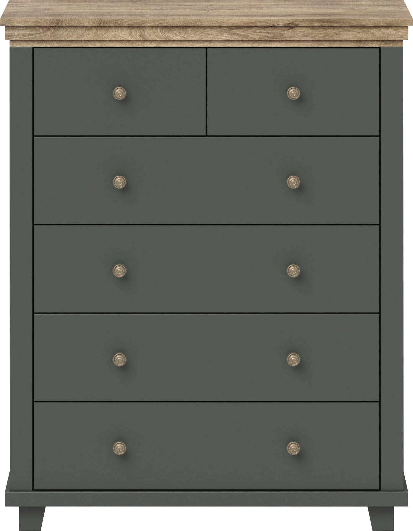 Home affaire Schubkastenkommode »Evora mit 6 Schubladen, viel Stauraum, 90x42x112,5 cm (BxTxH) FSC®«, Kommode mit MDF-Applikationen, Landhausstil, passende Ergänzung