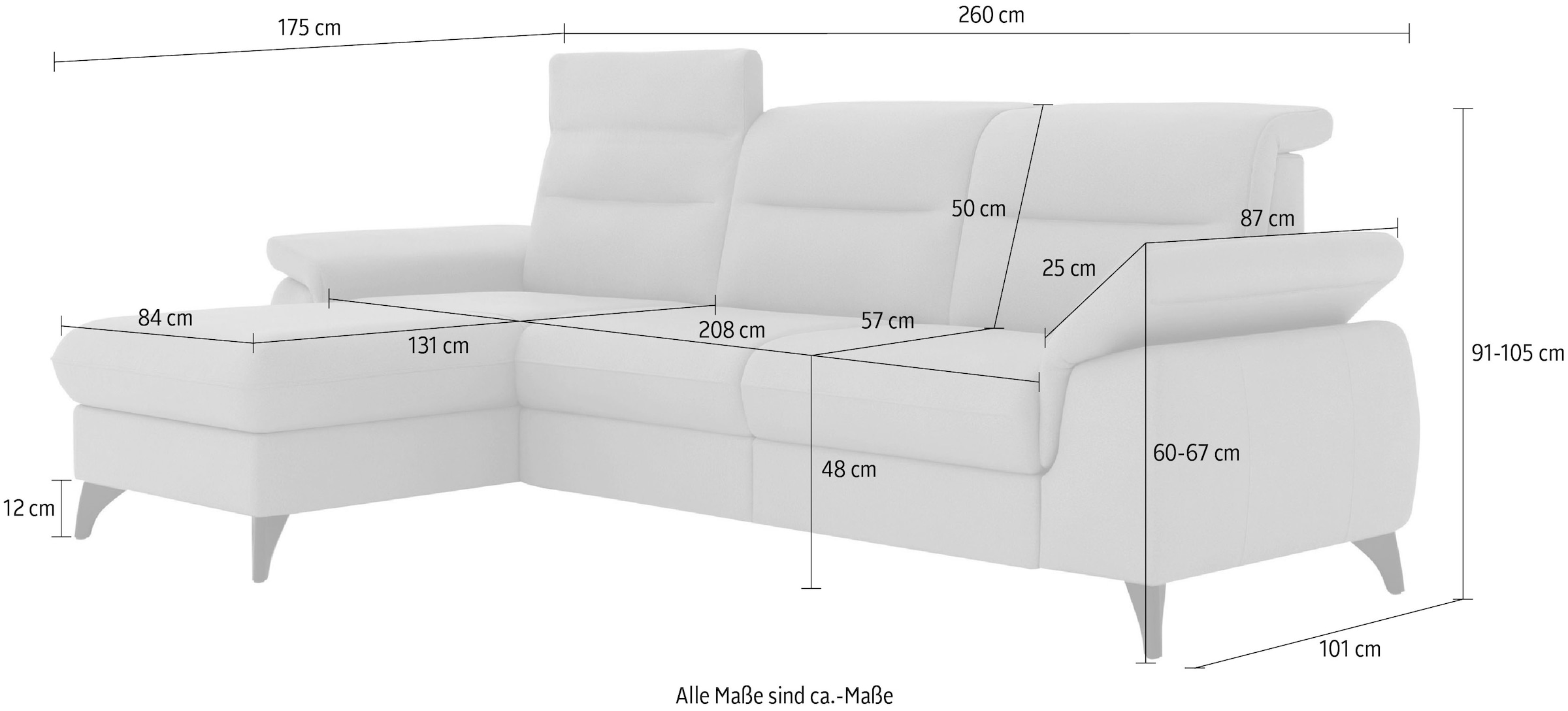 sit&more Ecksofa »Astoria L-Form«, wahlweise mit motorischer Relaxfunktion