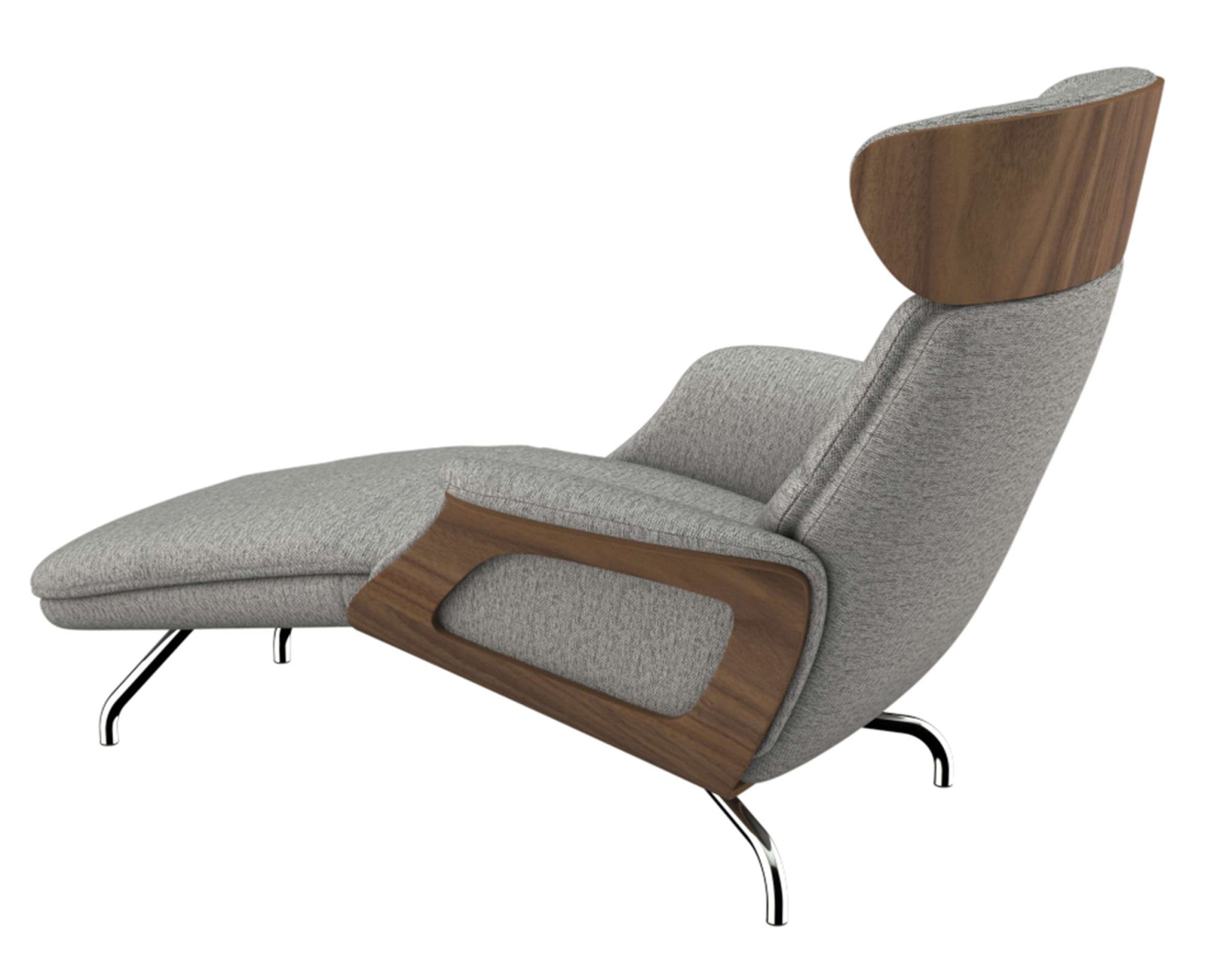FLEXLUX Loungesessel »Clement Chaislongue, Relaxstuhl, Liegesessel,«, Rücken- & Kopfteilverstellung, Armlehne, Walnuss, Fuß Alu