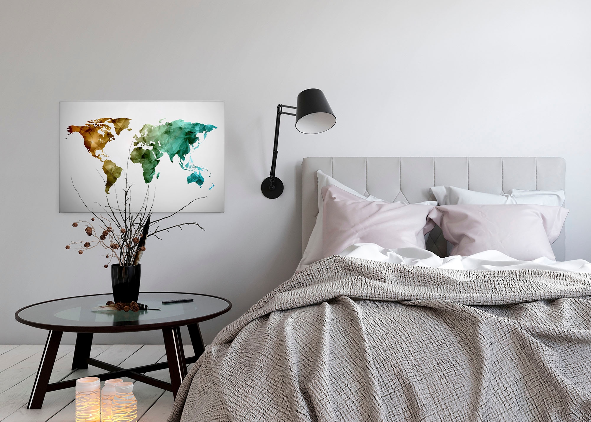 A.S. Création Leinwandbild »World Graphic«, Kunst-Weltkarte-Kinder, (1 St.), Atlas Weltkarte Bunt Aquarell Keilrahmen Leinwand-Bild Wohnzimmer Wand
