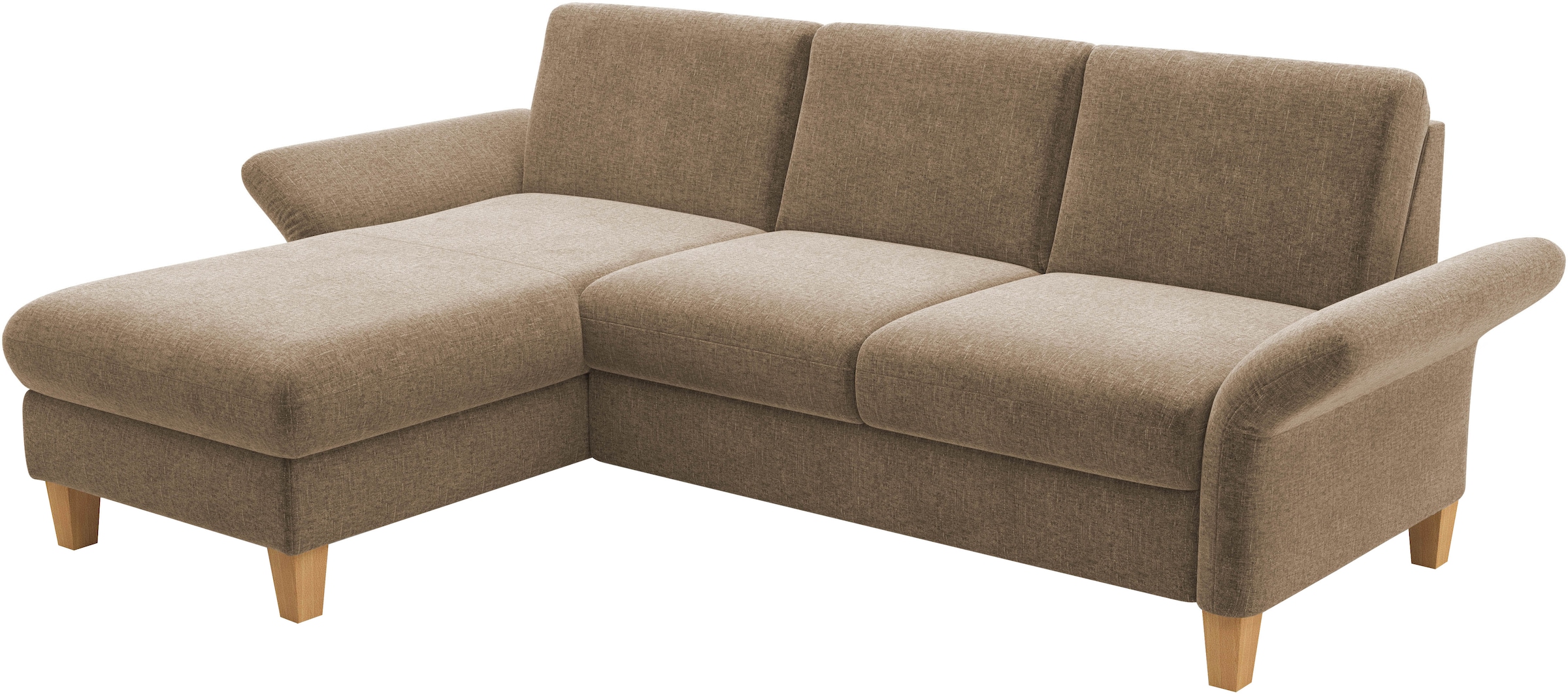Home affaire Ecksofa »Rochelle«, wahlweise mit Armlverstellung, Klappbett mit Rollen & Bettkasten