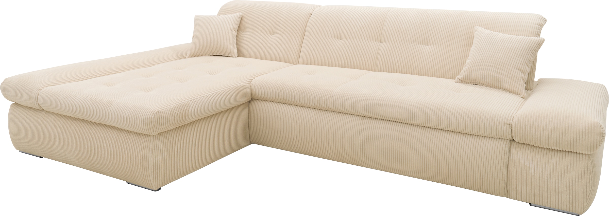 DOMO collection Ecksofa »Moric Luxus - B/T/H 300/172/80 cm, XXL-Format«, L-Form, 140kg Belastung/Sitz, in Cord, Chenille, Kunstleder