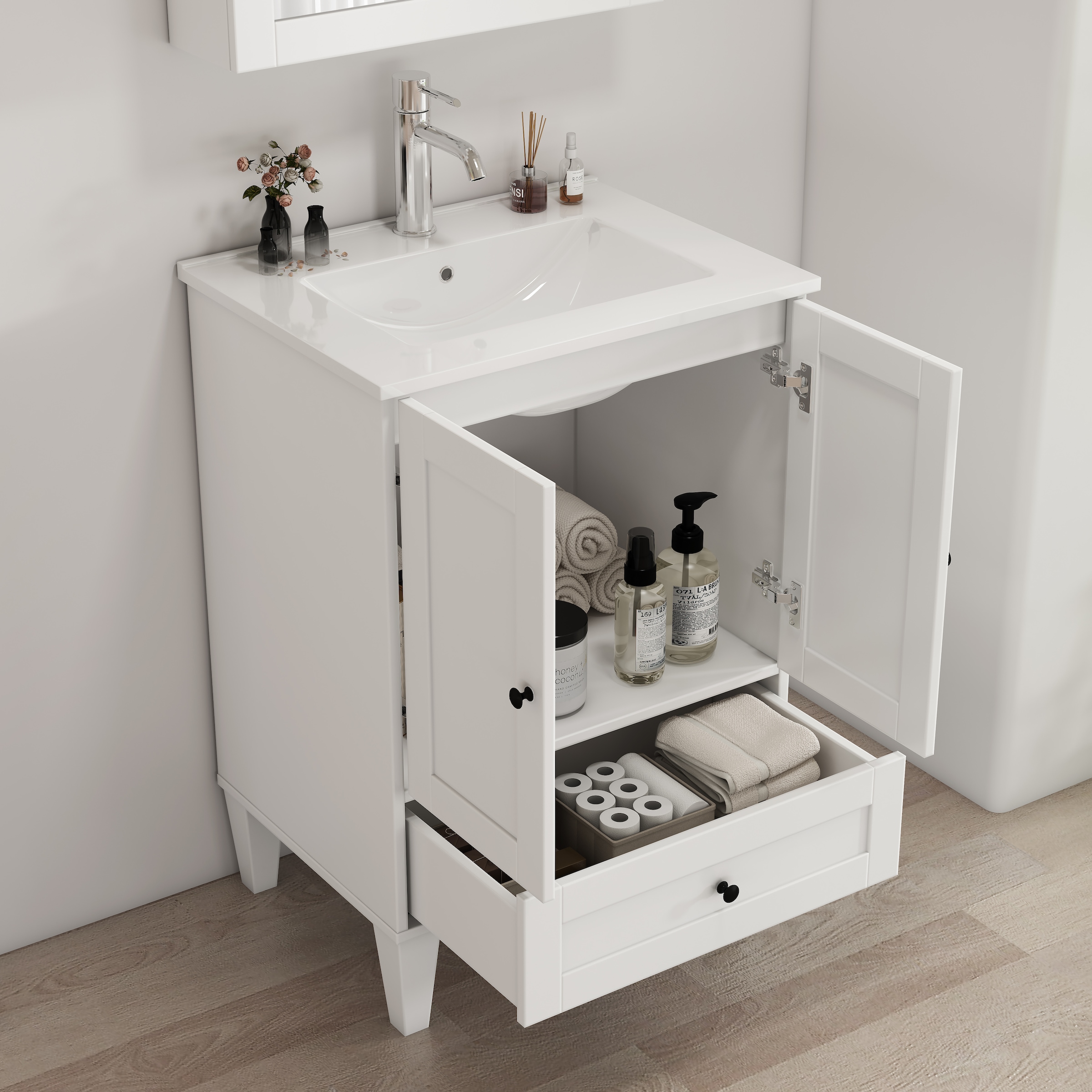 welltime Waschtisch »Amsterdam« Badmöbel inkl. Keramikwaschbecken, in verschiedenen Breiten erhältlich